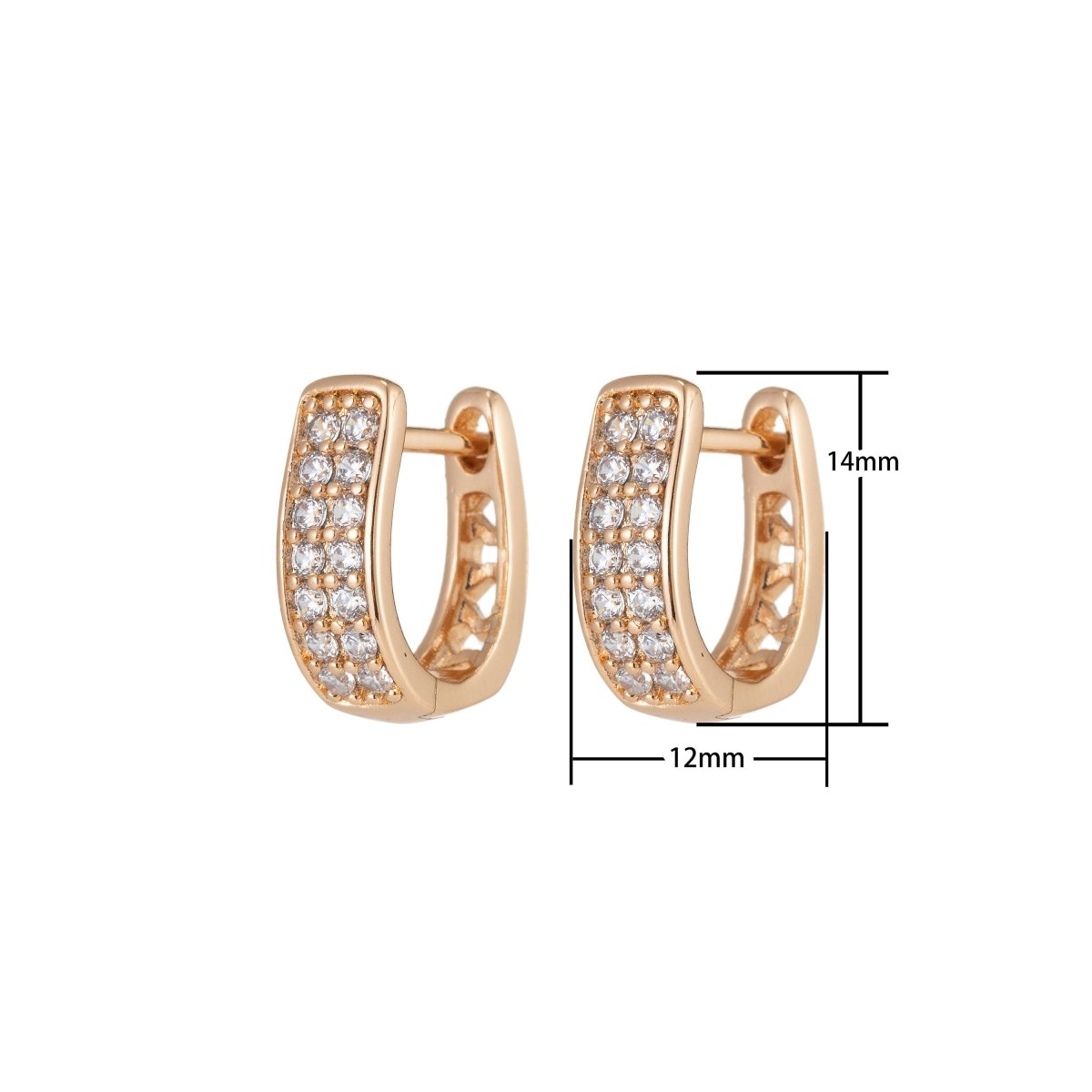 Gold Small hoops, huggie hoops, tiny hoop earrings, delicate hoops Micro Pave minimalist earrings, dainty earrings minimal hoops Q-054 - DLUXCA