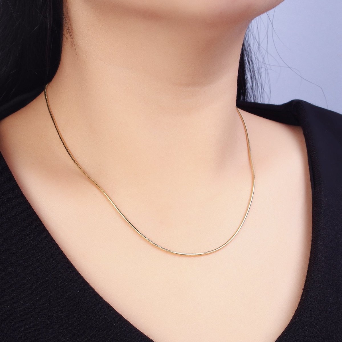 Gold Snake Chain Necklace - Gold Filled Herringbone Necklace, Thin Herringbone Chain 18 inch Necklace | WA-1639 Clearance Pricing - DLUXCA
