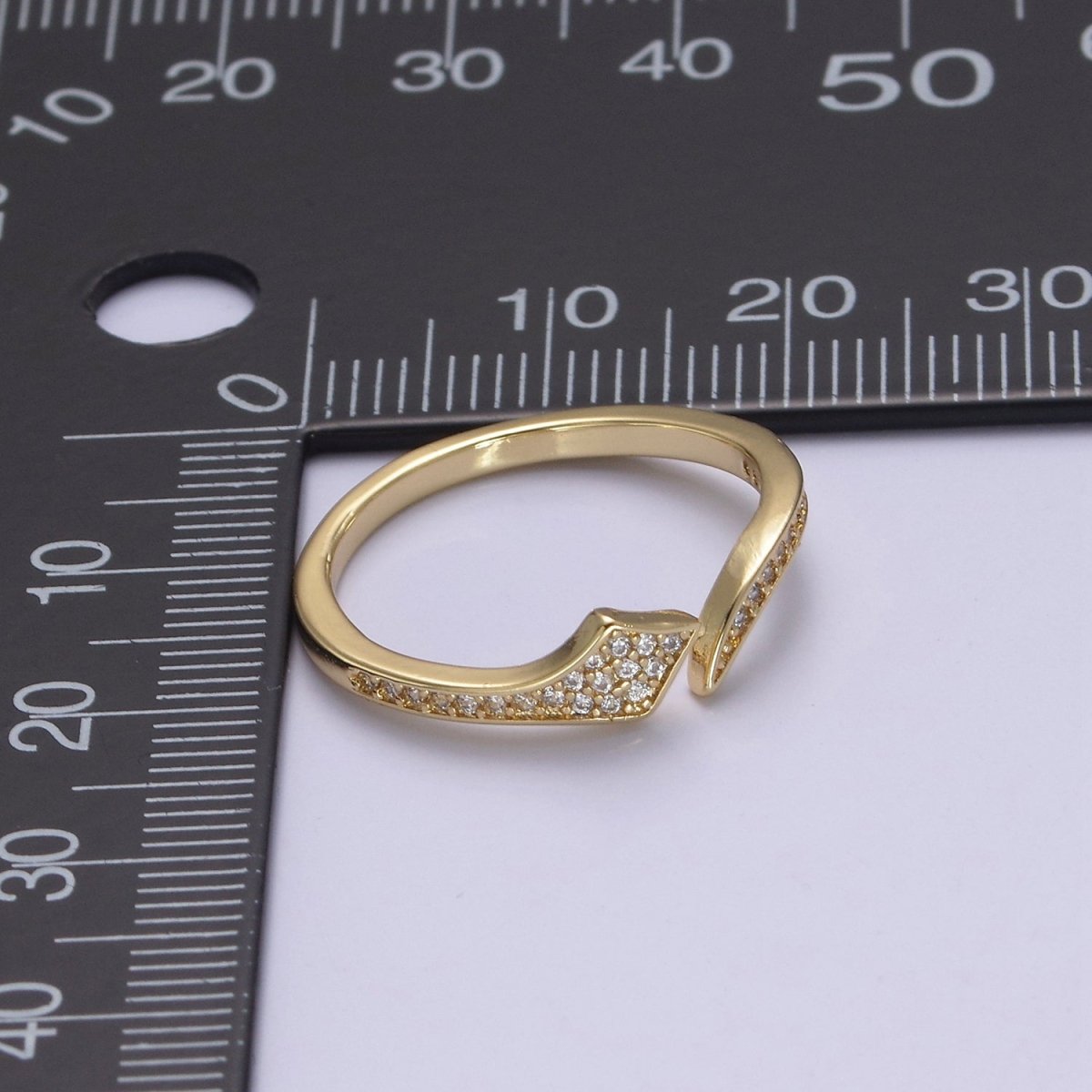 Gold snake ring, Cubic snake ring, Adjustable CZ serpent ring, Delicate Gold minimalist jewelry Open Adjustable Ring S-367 - DLUXCA