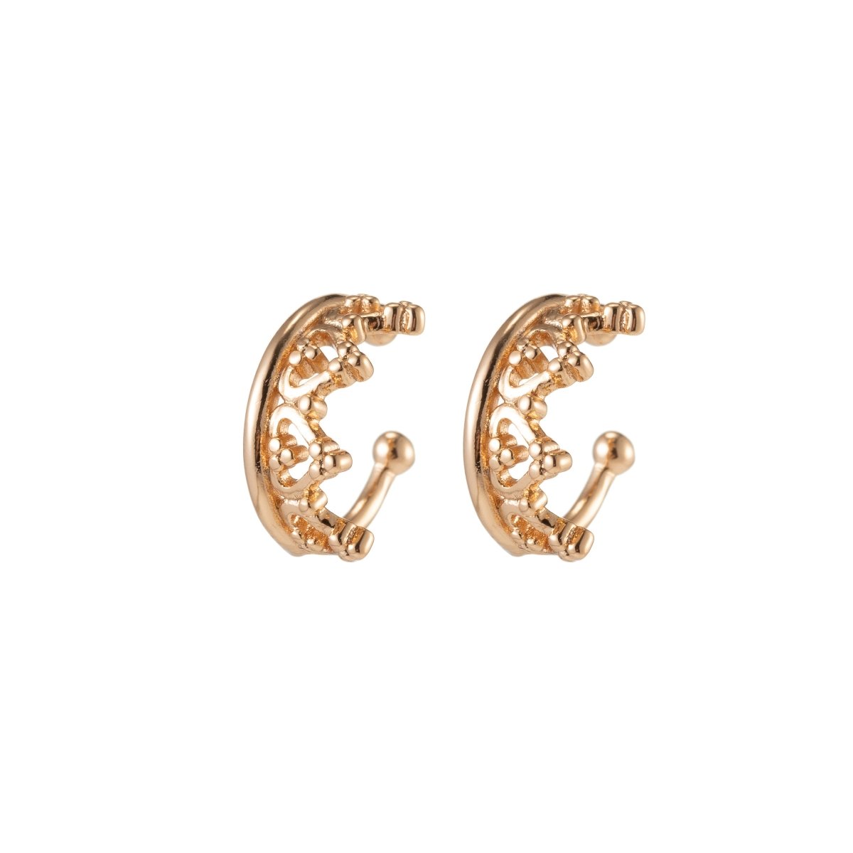 Gold Sparkling CZ Heart Cuff Earrings for Women Clip On Ears No Piercing Cartilage Earrings AI-056 - DLUXCA