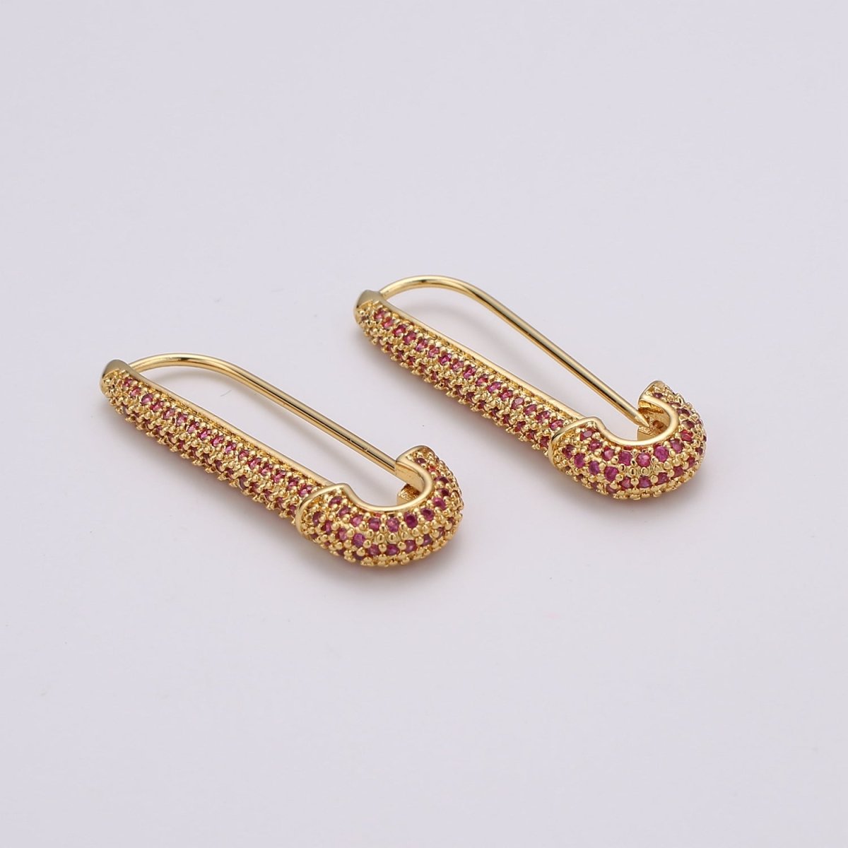 Gold Sparkly safety pin Pendant- medium safety pins Charm Holder pave safety for Bridal Jewelry minimal modern Supply K-604 - K-610 - DLUXCA