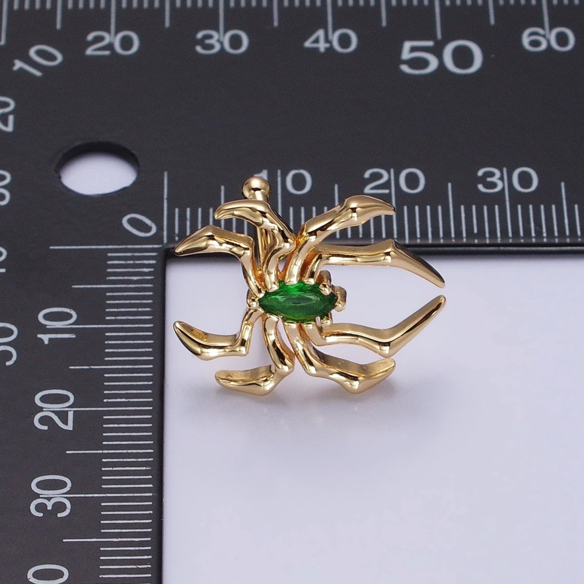 Gold Spider Ear Cuff Earring with Emerald Green Cz Stone for Halloween AB645 AB646 - DLUXCA