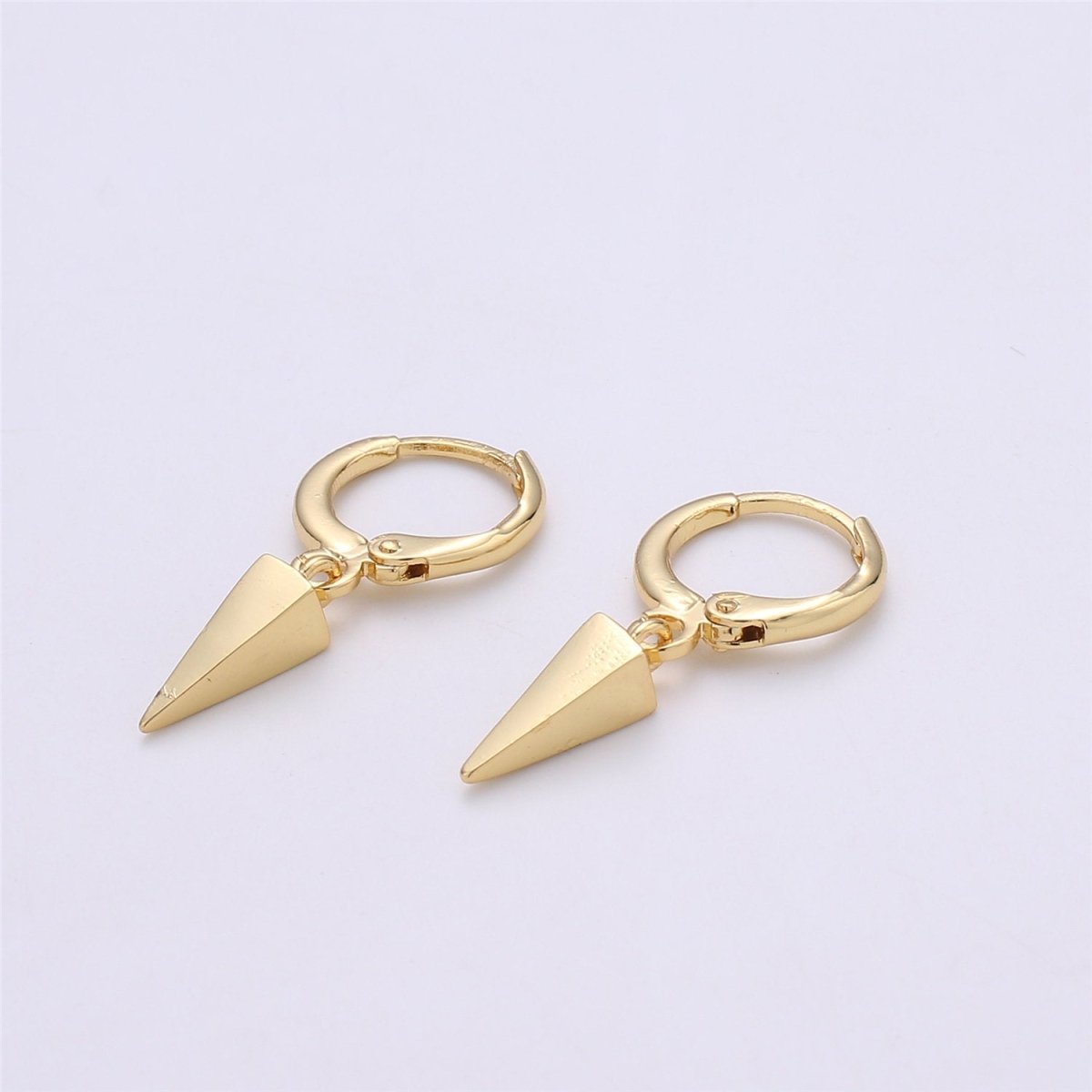 Gold spike earring, Spike hoop earrings, Spike huggie, Gift for her, Tiny hoop earrings, bridesmaid gift, Dangle earrings Charm P-043 - DLUXCA