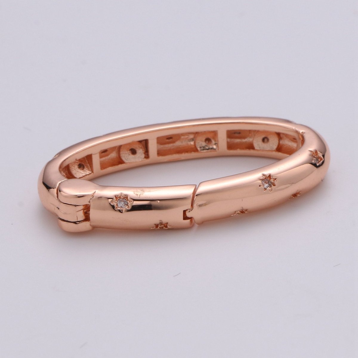 Gold Spring Gate Ring, Push Gate ring, 30X15mm Oval Ring Charm Holder Rose Gold Black Gun Metal Silver Clasp for Connector Charm Holder K-853 K-854 - DLUXCA