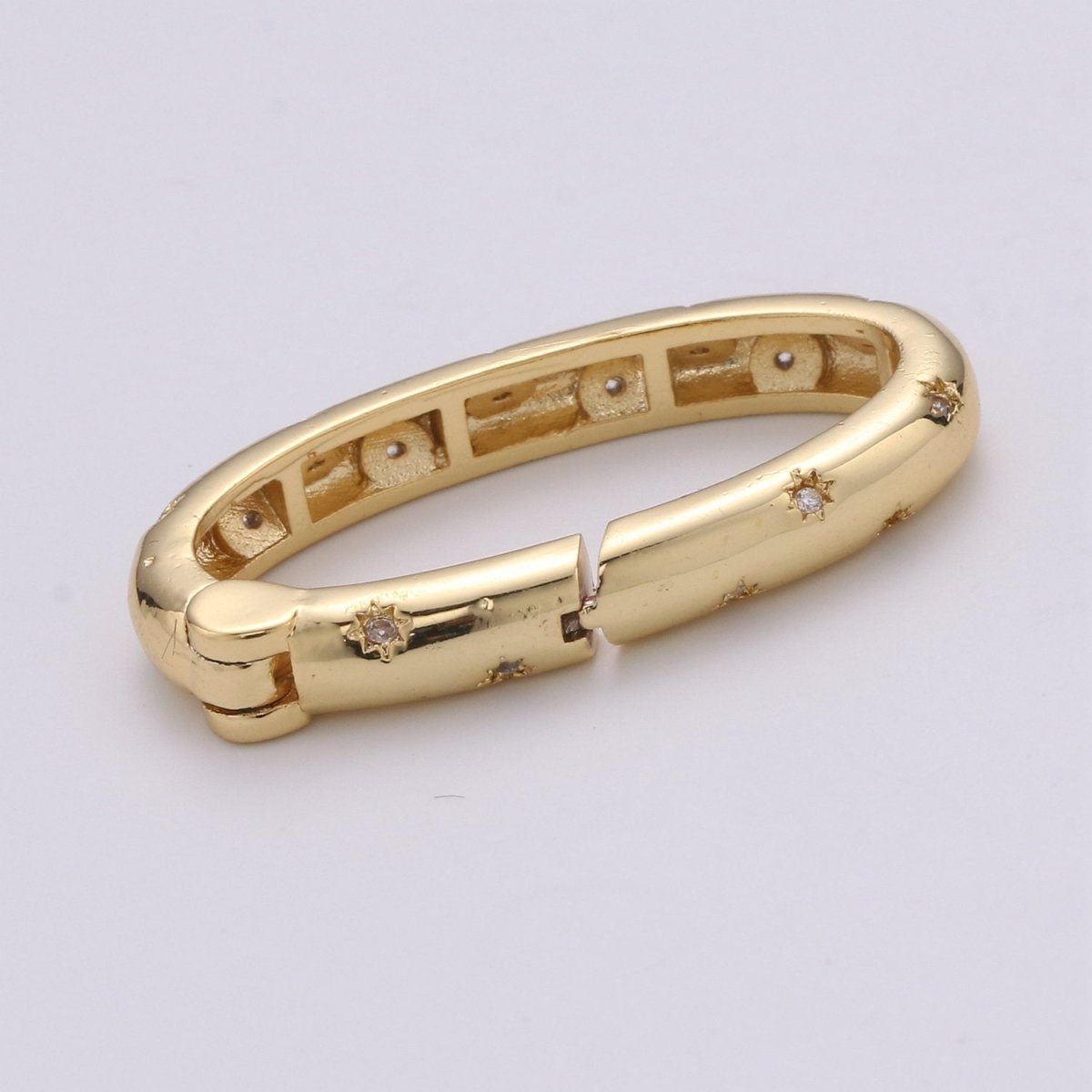 Gold Spring Gate Ring, Push Gate ring, 30X15mm Oval Ring Charm Holder Rose Gold Black Gun Metal Silver Clasp for Connector Charm Holder K-853 K-854 - DLUXCA