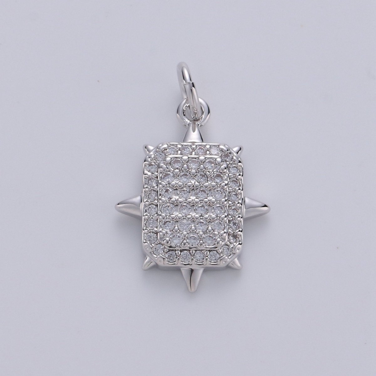 Gold Square Stud Charm, Micro Pave Cz Geometric Pendant, 20x14mm geometric Square charm for necklace earring bracelet supply D-527 D-528 - DLUXCA