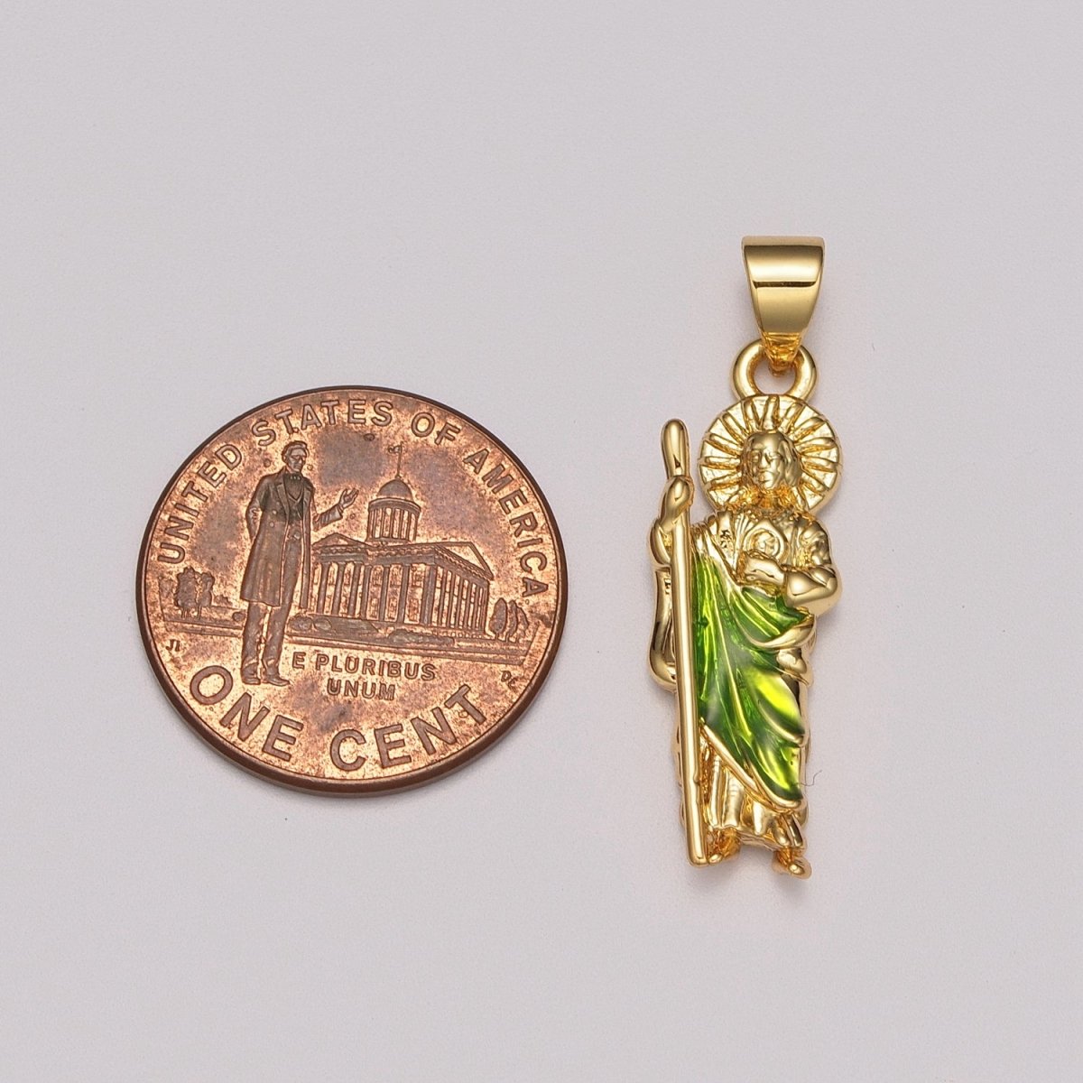Gold St Jude Pendant San Judas Tadeo Medalla Charm medallion Patron Saint of Hopeless Cause Rosary Necklace Jewelry Supply N-1403 N-549 - DLUXCA