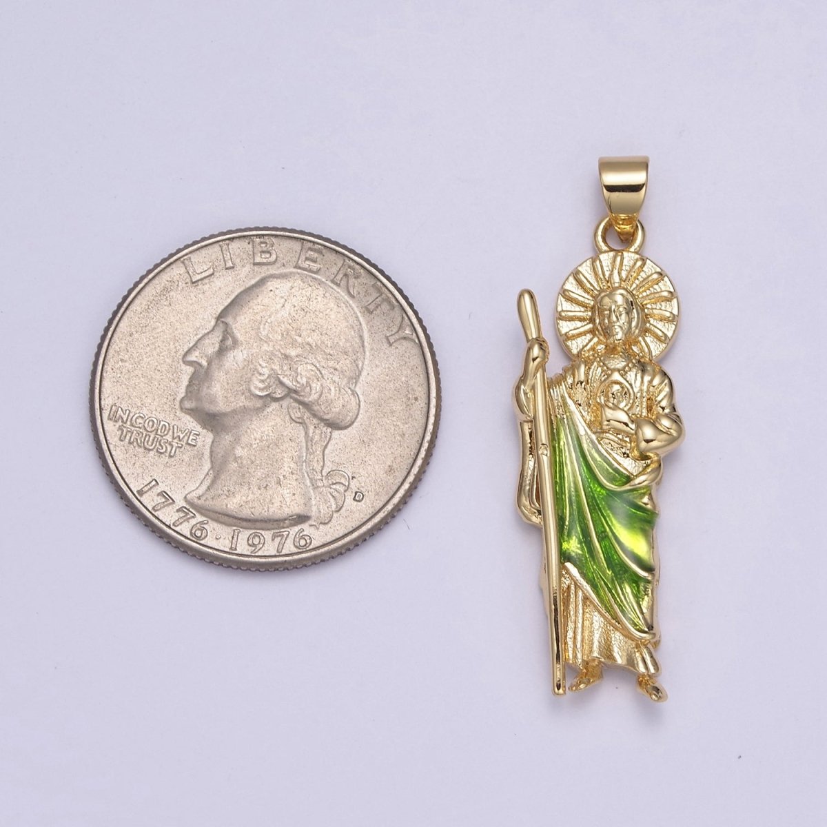 Gold St Jude Pendant San Judas Tadeo Medalla Charm medallion Patron Saint of Hopeless Cause Rosary Necklace Jewelry Supply N-1403 N-549 - DLUXCA