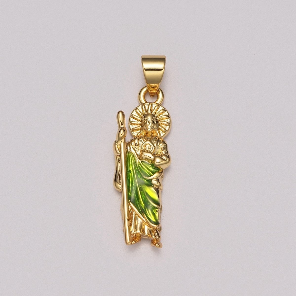 Hero” St Jude Necklace (Green) Gold Plated - San Judas Tadeo – Giftingshopss