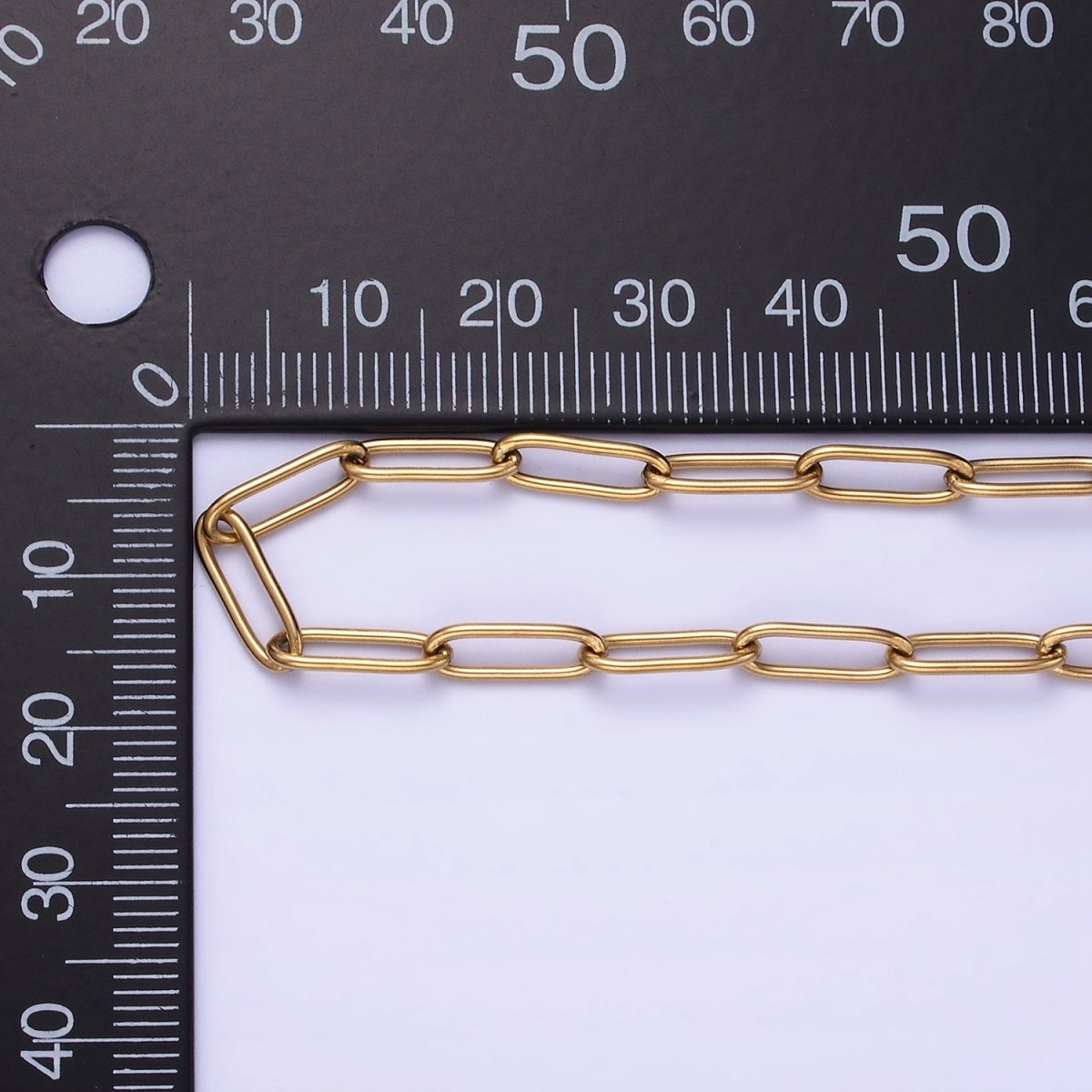 Gold Stainless Steel 11.7x3.9mm Paperclip Unfinished Chain by Yard | ROLL-1477 - DLUXCA