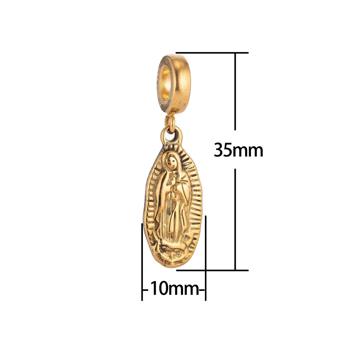 Gold Stainless Steel Antique Mary Mother Jesus Bracelet Charm Necklace Pendant Findings for Necklace Earring Charm Jewelry Making E-653 - DLUXCA