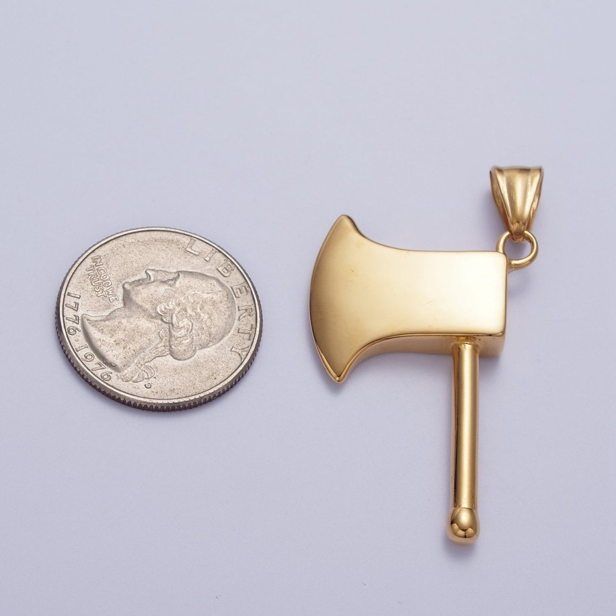 Gold Stainless Steel Axe Weapon Pendant For Jewelry Making Component | X-658 - DLUXCA