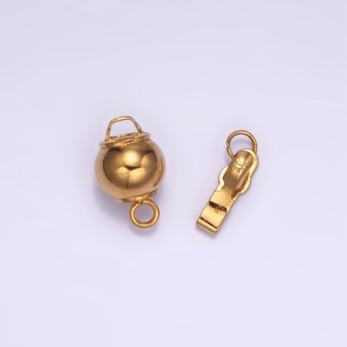 Gold Stainless Steel Ball Clasp with Ring for Necklace Bracelet Jewelry Making Smooth Ball Closure Connector Push in Lock End Clasp Z662 - DLUXCA