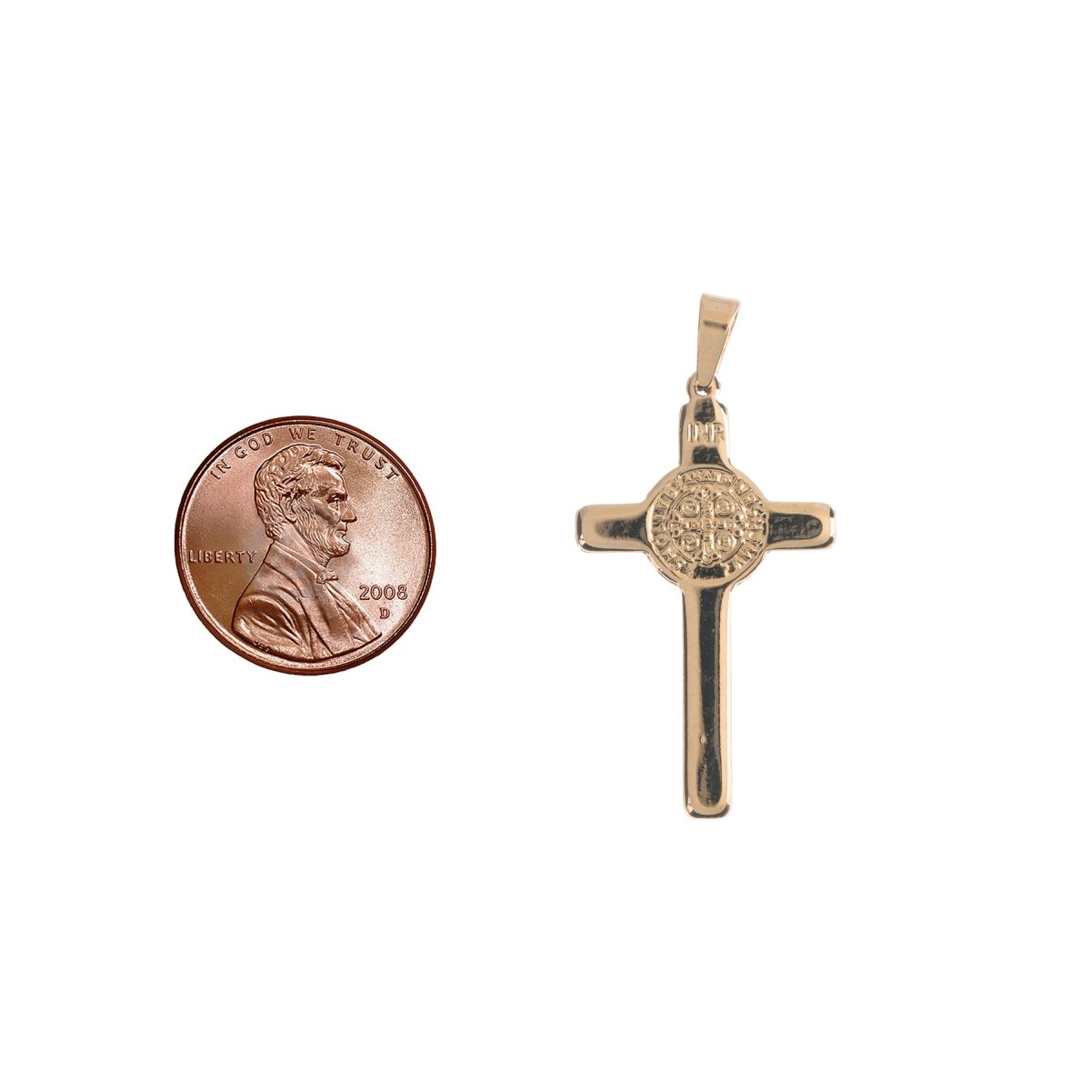 Gold Stainless Steel Cross, Jesus Christ, Saint Benedict Cross Medal, Bails Findings for Earring Necklace Jewelry Making Supplies J-472 - DLUXCA