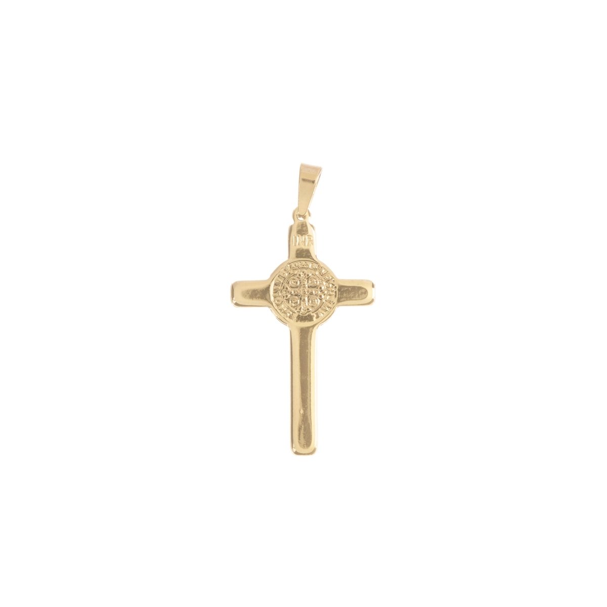 Gold Stainless Steel Cross, Jesus Christ, Saint Benedict Cross Medal, Bails Findings for Earring Necklace Jewelry Making Supplies J-472 - DLUXCA