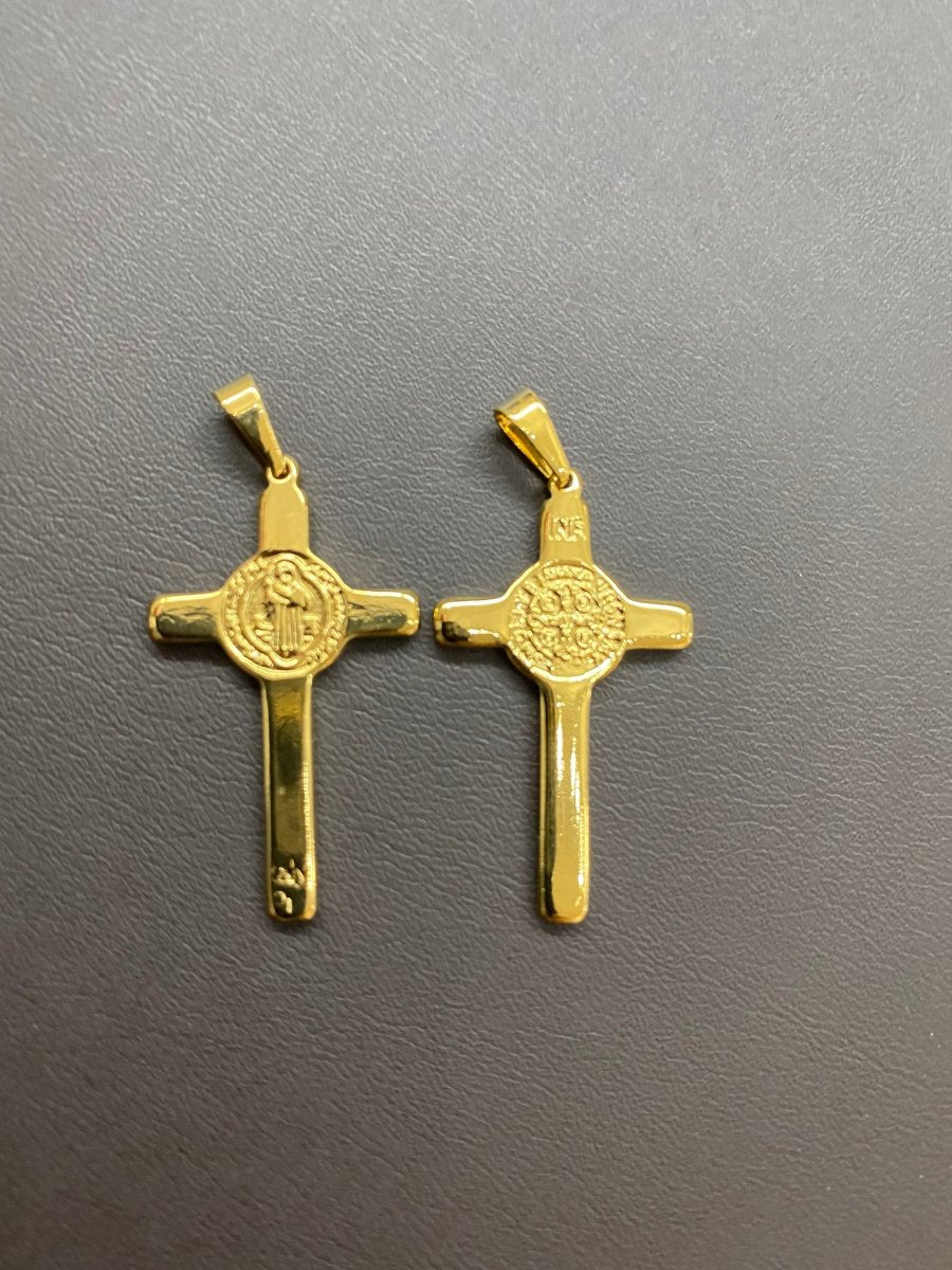 Gold Stainless Steel Cross, Jesus Christ, Saint Benedict Cross Medal, Bails Findings for Earring Necklace Jewelry Making Supplies J-472 - DLUXCA