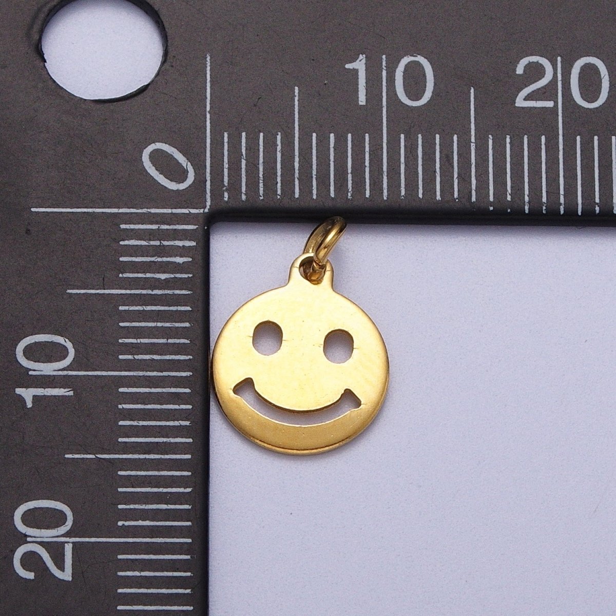 Gold Stainless Steel Happy Smiley Face Minimalist Charm | C-394 - DLUXCA