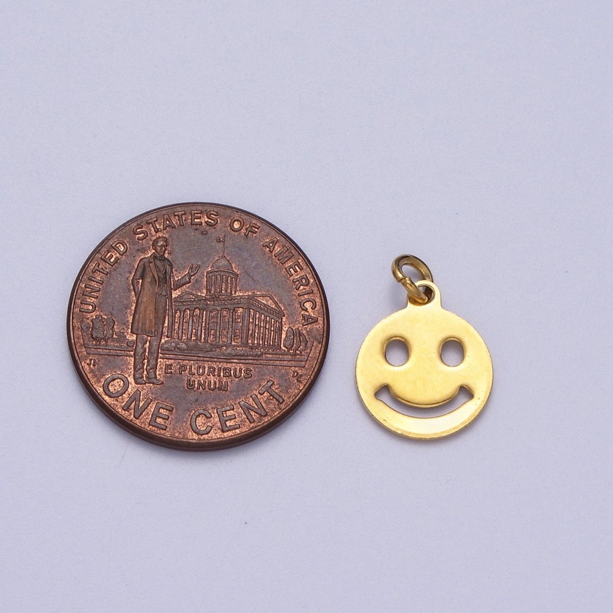 Gold Stainless Steel Happy Smiley Face Minimalist Charm | C-394 - DLUXCA