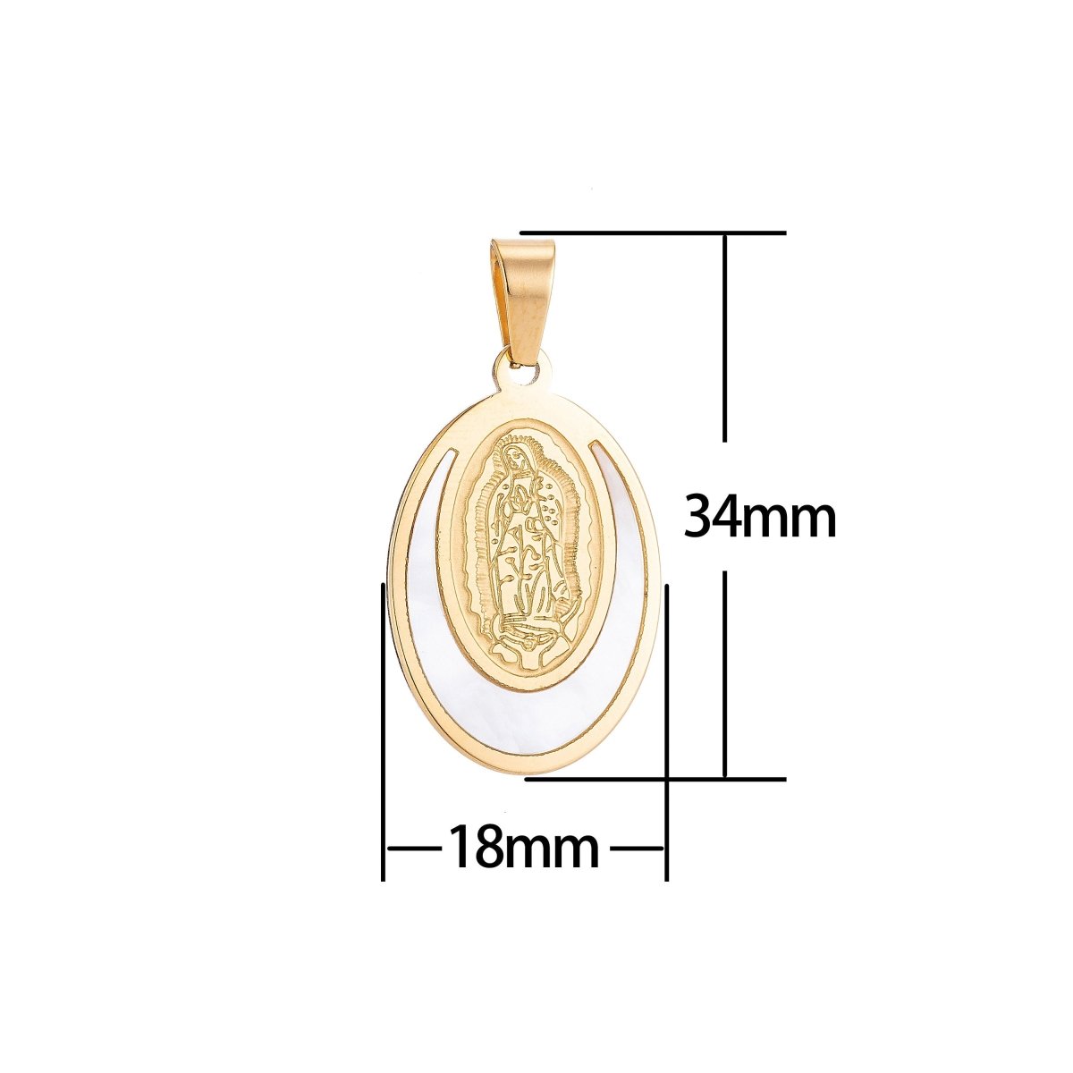 Gold Stainless Steel Mother Mary Pray for Us Necklace Pendant Charm Bails Findings for Jewelry Making J-331 - DLUXCA