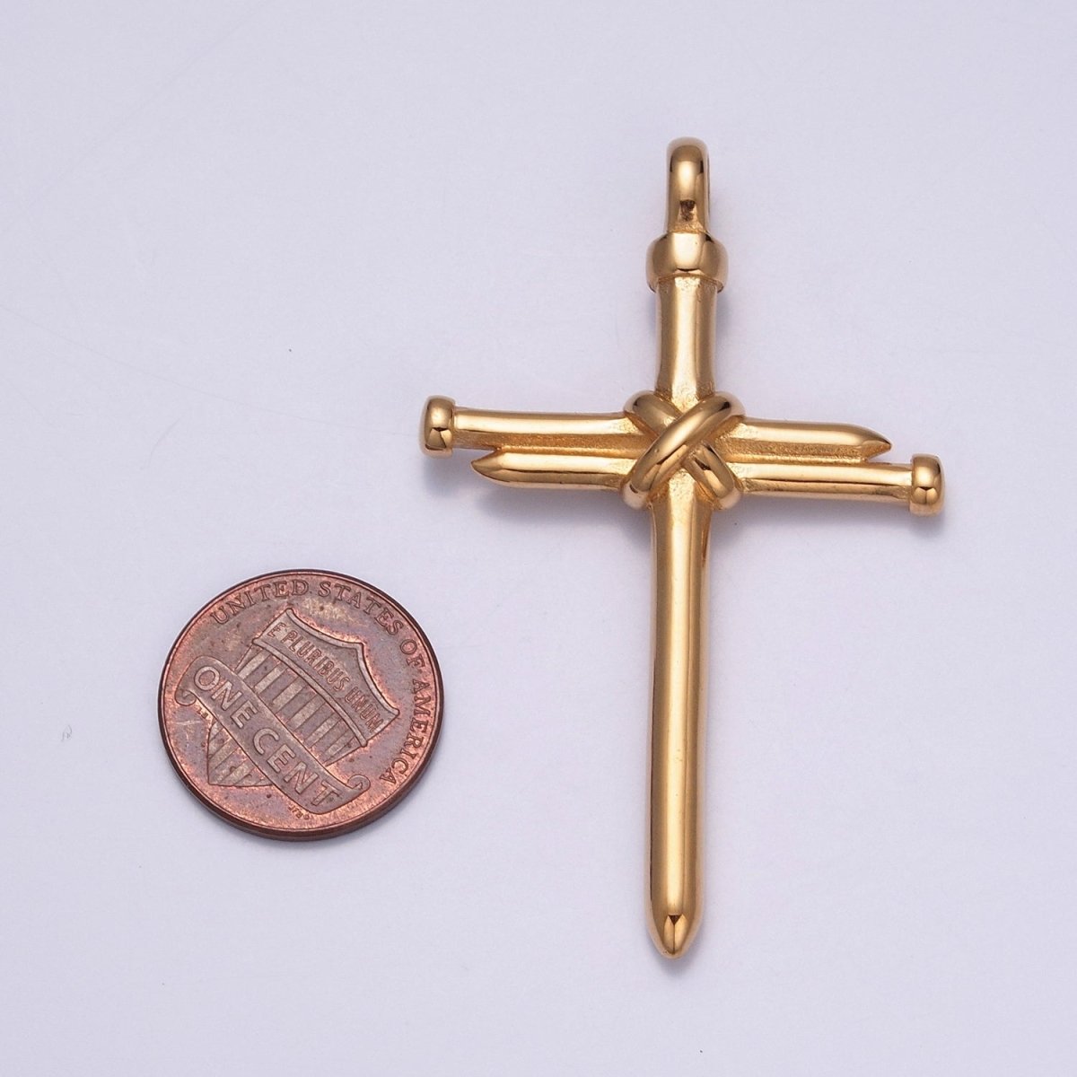 Gold Stainless Steel Nail Cross Necklace Pendant for Men Jewelry X-641 X-642 - DLUXCA