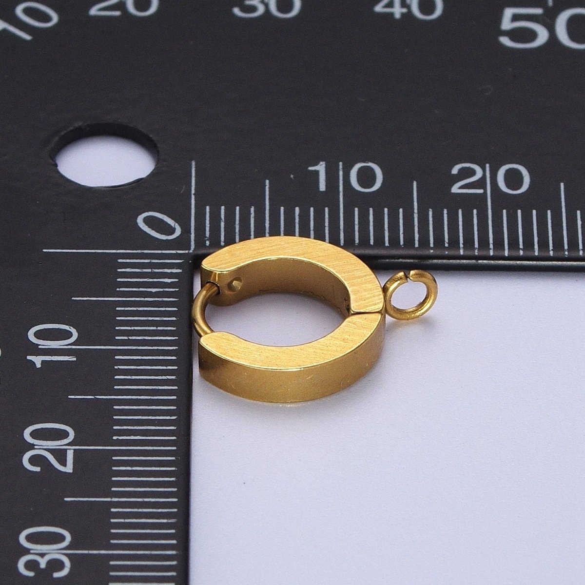 Gold Stainless Steel Open Loop 13.5mm Huggie Hoop Earrings Supply K-190 - DLUXCA