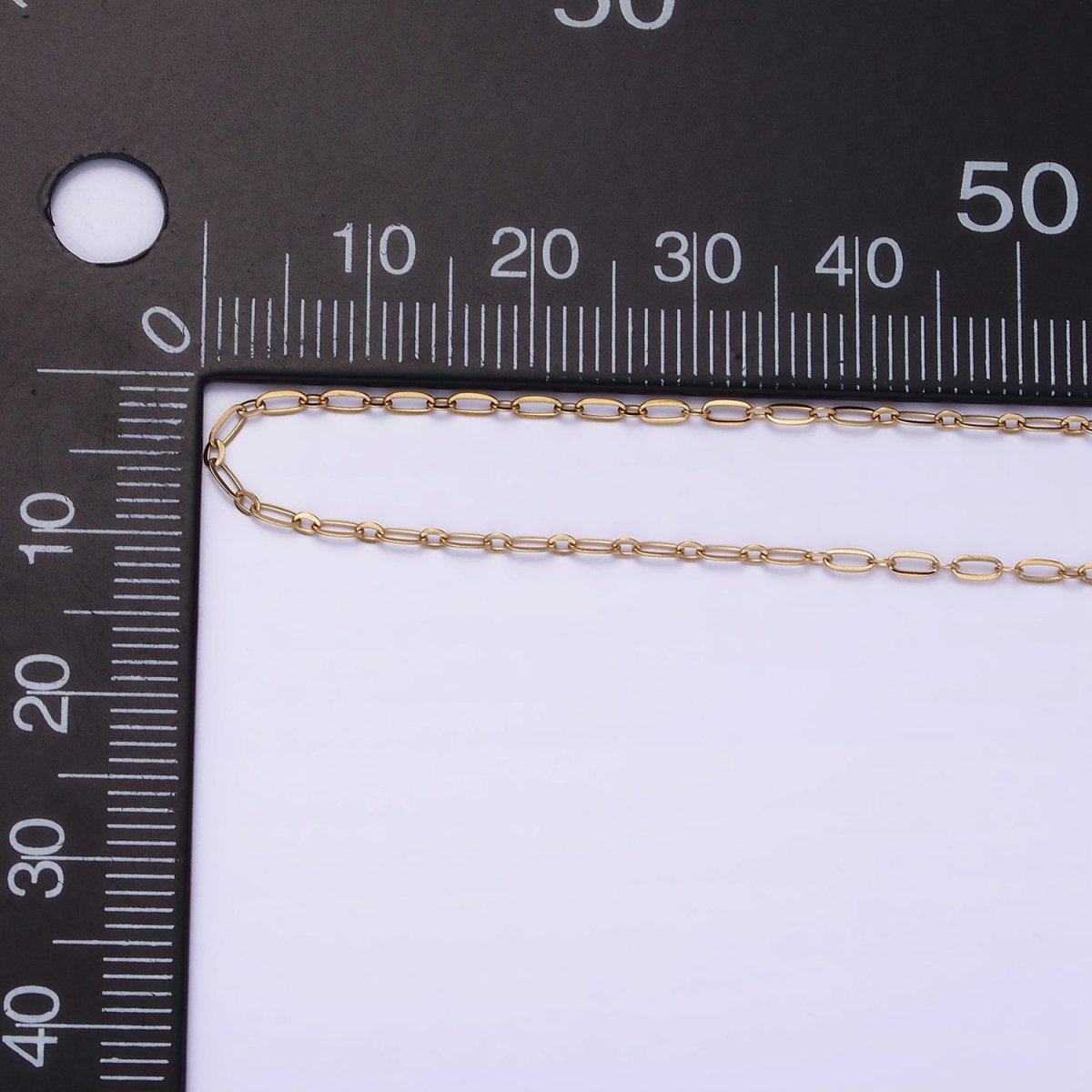 Gold Stainless Steel Paperclip Chain Oval Cable Link Chain by Yard | Roll-1468 - DLUXCA