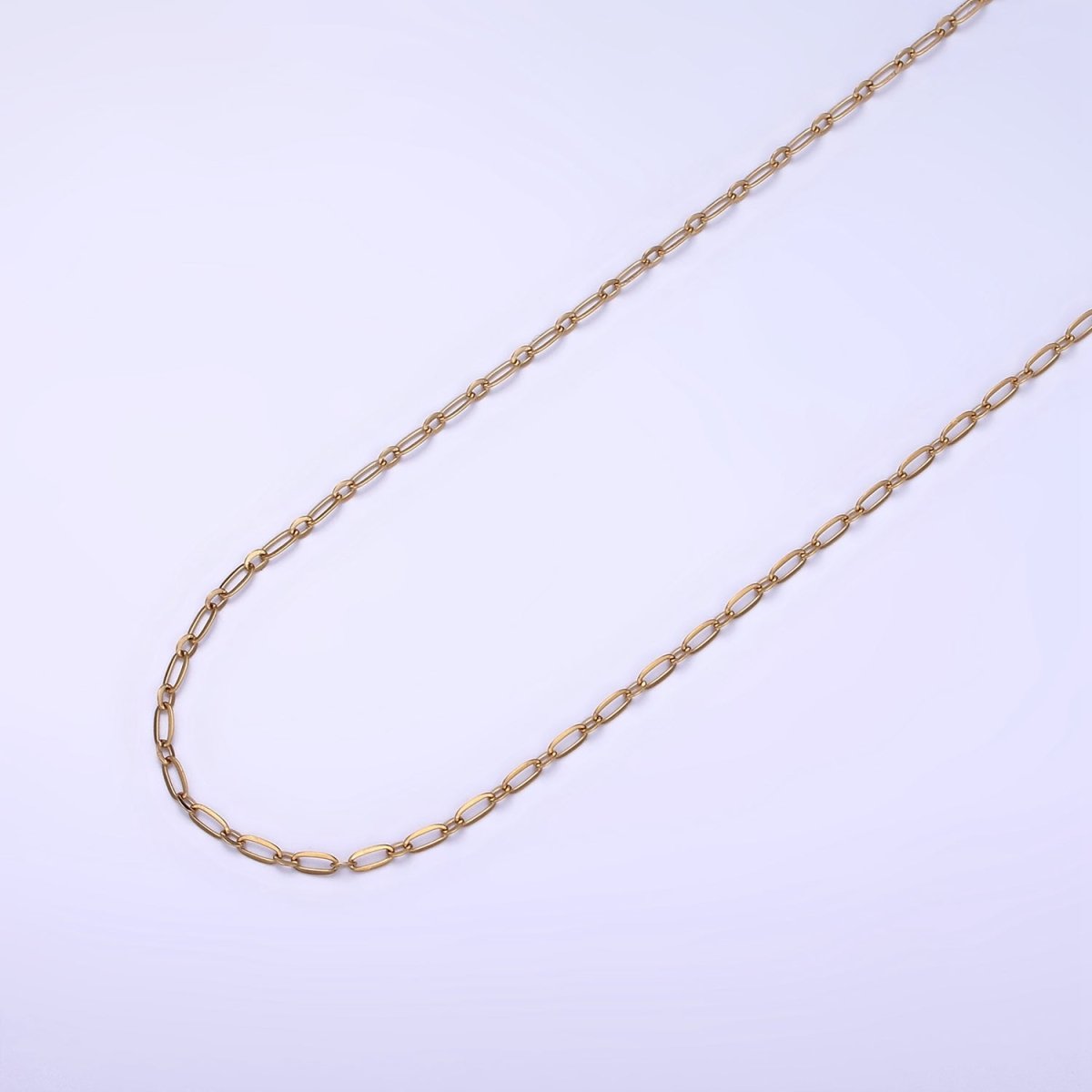 Gold Stainless Steel Paperclip Chain Oval Cable Link Chain by Yard | Roll-1468 - DLUXCA