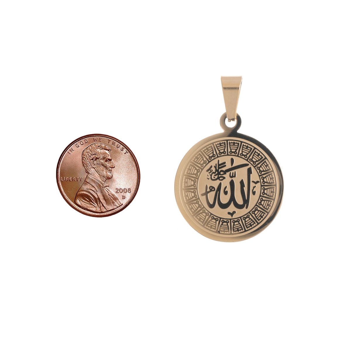 Gold Stainless Steel Religious Pendant, Islam, Moslem, Allah, Arabic Word, Bails Findings for Earring Necklace Jewelry Making Supplies J-478 - DLUXCA