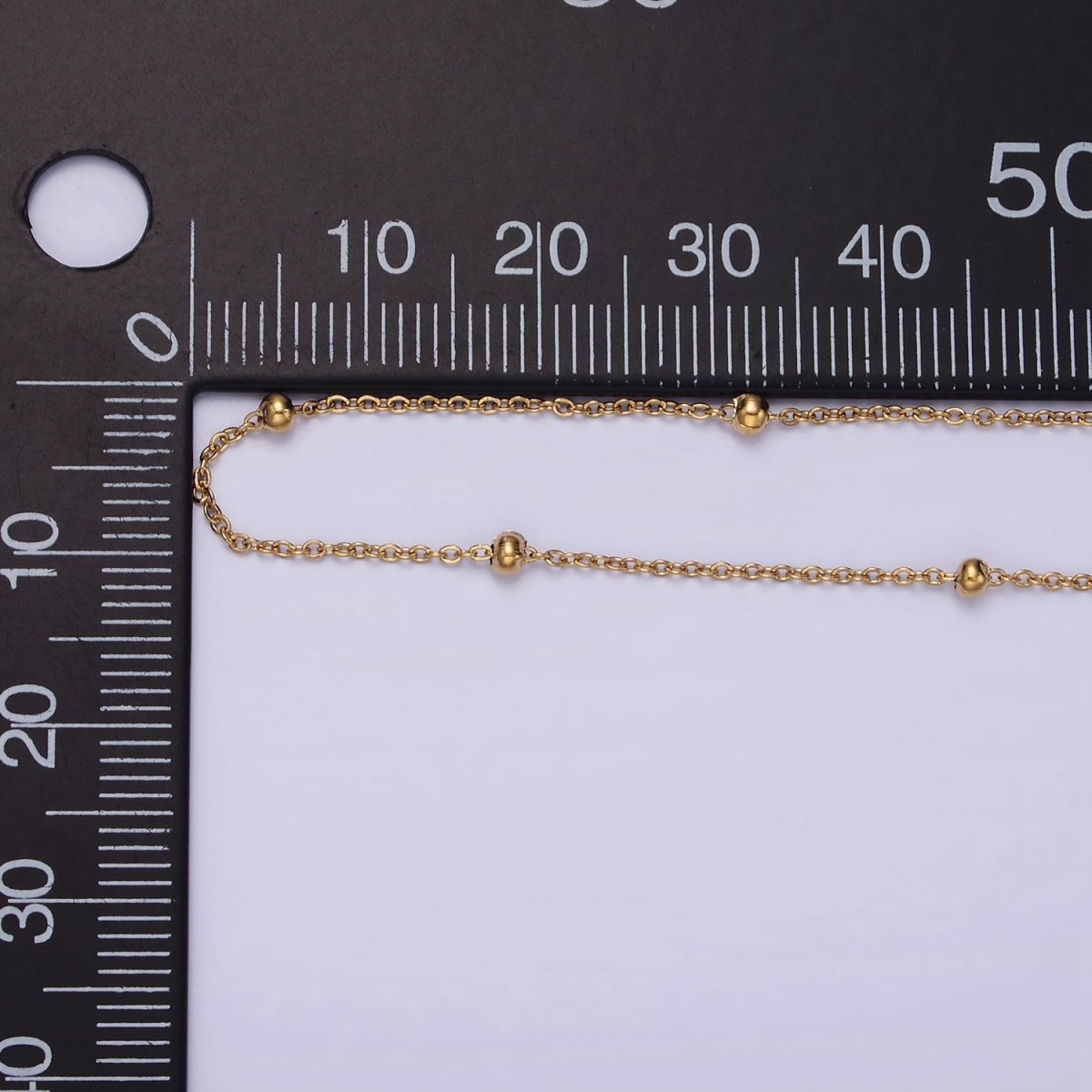 Gold Stainless Steel Satellite Chain by Yard Soldered Closed 1mm links with 2mm beads | ROLL-1470 - DLUXCA