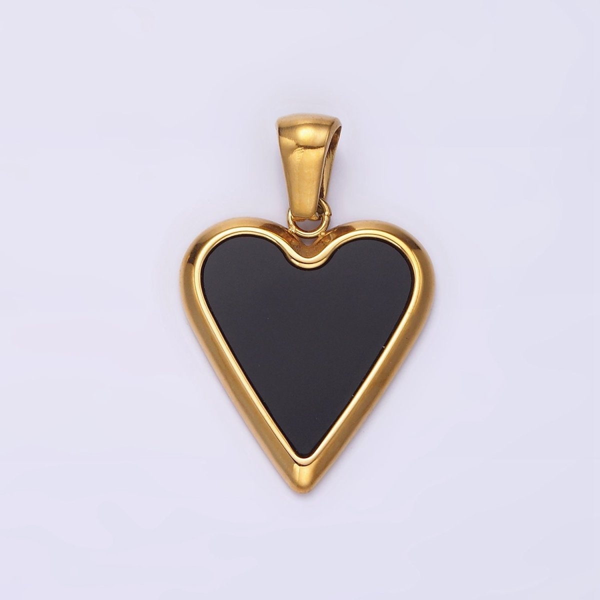 Gold Stainless Steel Shell Pearl Heart Charm Gold heart pendant White Black Heart Charm P-832 P-833 - DLUXCA