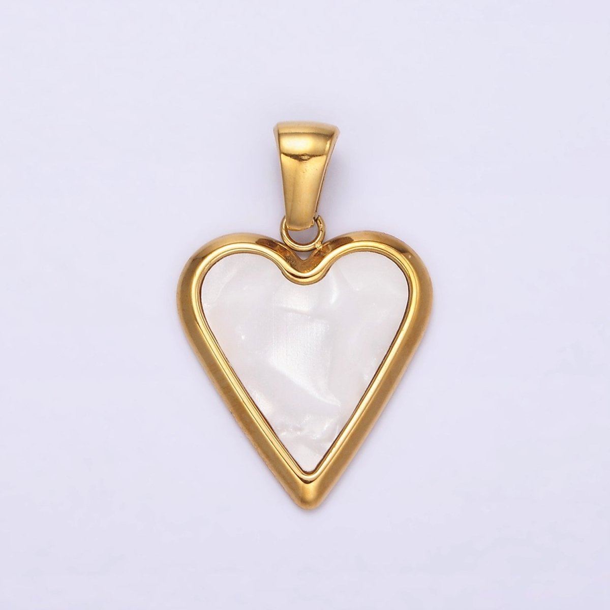 Gold Stainless Steel Shell Pearl Heart Charm Gold heart pendant White Black Heart Charm P-832 P-833 - DLUXCA