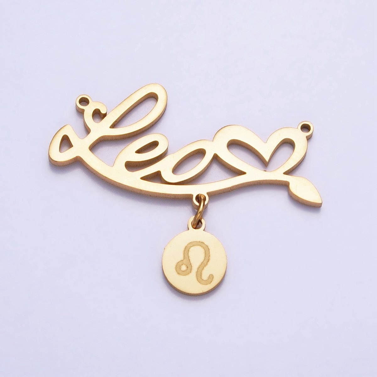 Gold Stainless Steel Zodiac Astrology Cursive Font Mini Symbol Connector Personalized Jewelry Making | AD053 - AD064 - DLUXCA