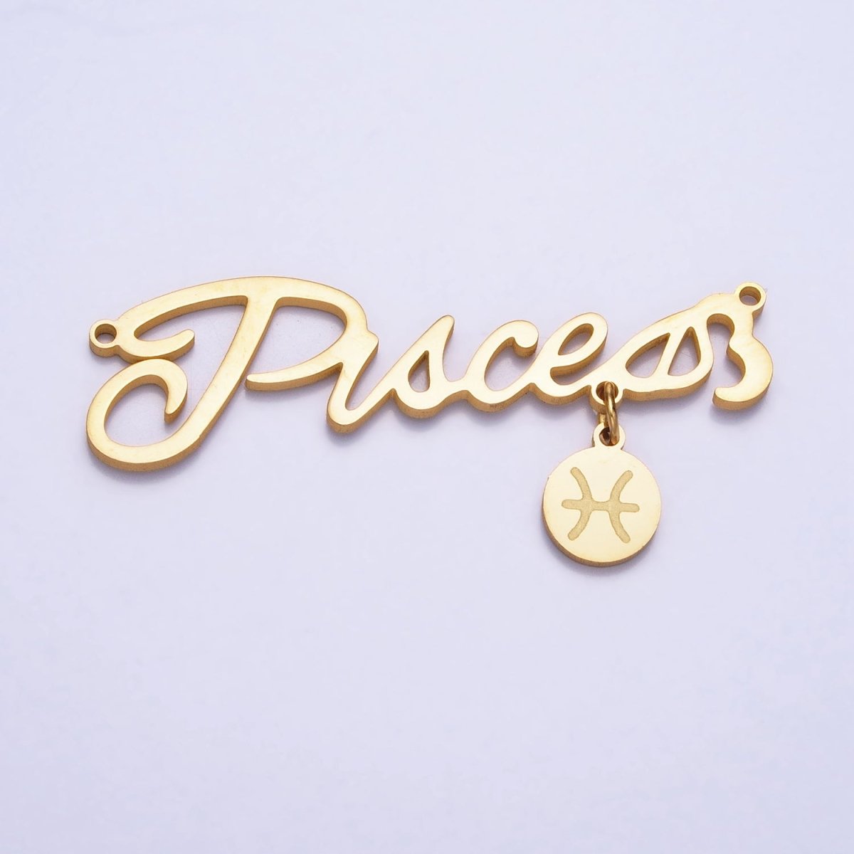 Gold Stainless Steel Zodiac Astrology Cursive Font Mini Symbol Connector Personalized Jewelry Making | AD053 - AD064 - DLUXCA