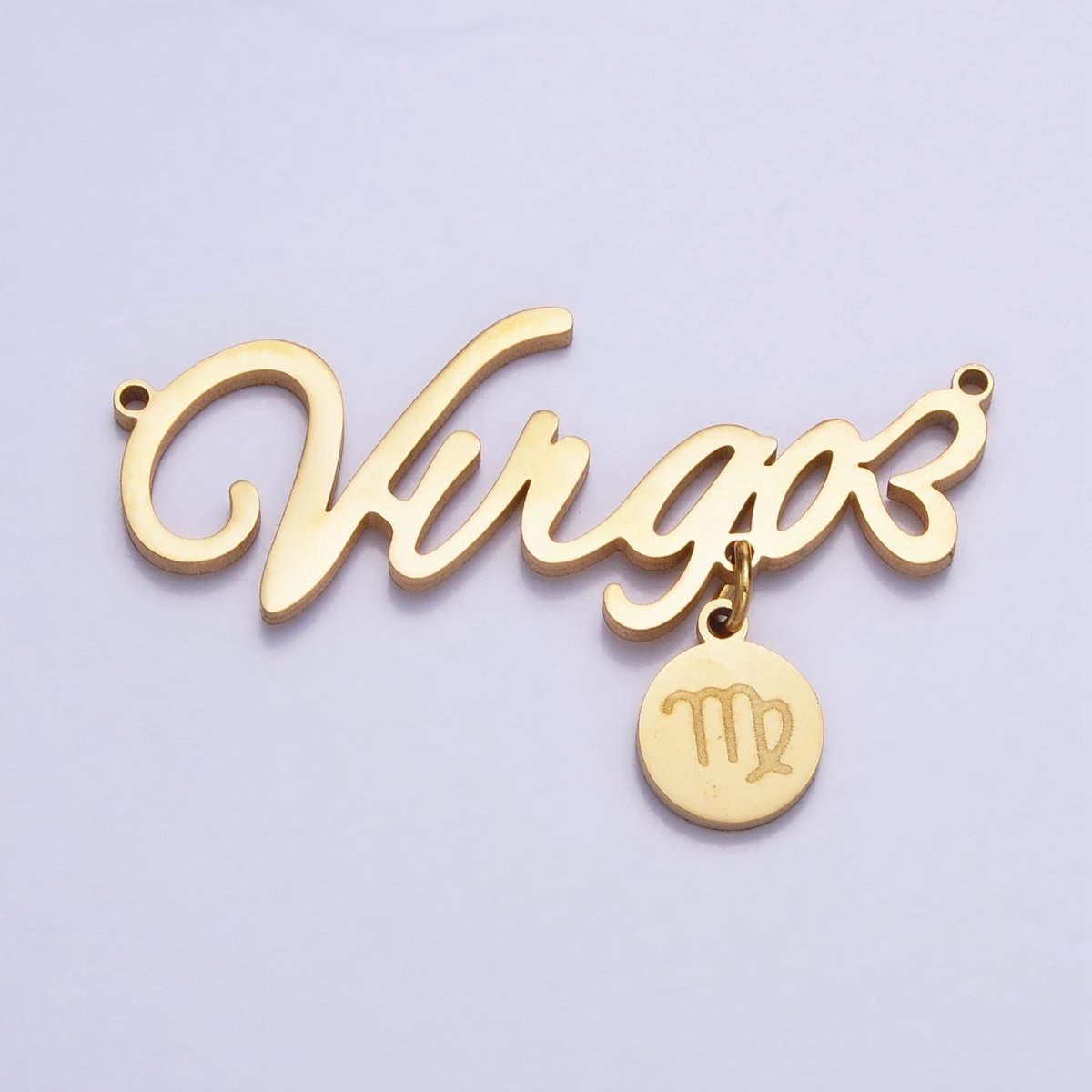 Gold Stainless Steel Zodiac Astrology Cursive Font Mini Symbol Connector Personalized Jewelry Making | AD053 - AD064 - DLUXCA