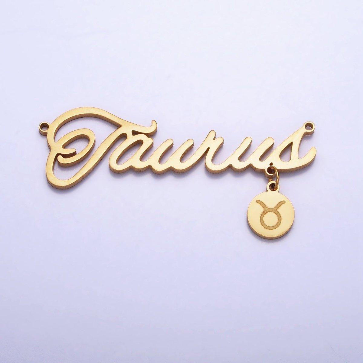 Gold Stainless Steel Zodiac Astrology Cursive Font Mini Symbol Connector Personalized Jewelry Making | AD053 - AD064 - DLUXCA