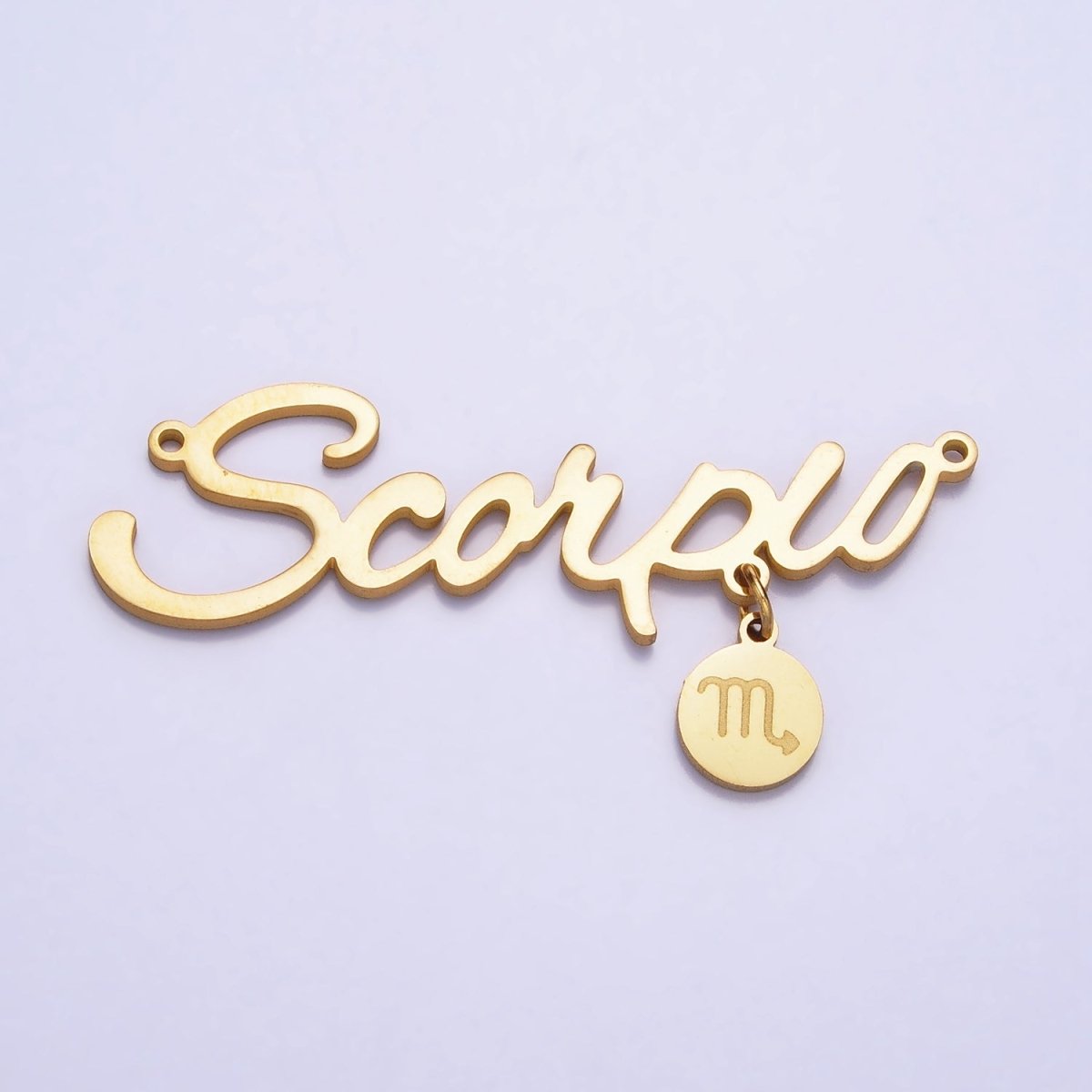 Gold Stainless Steel Zodiac Astrology Cursive Font Mini Symbol Connector Personalized Jewelry Making | AD053 - AD064 - DLUXCA