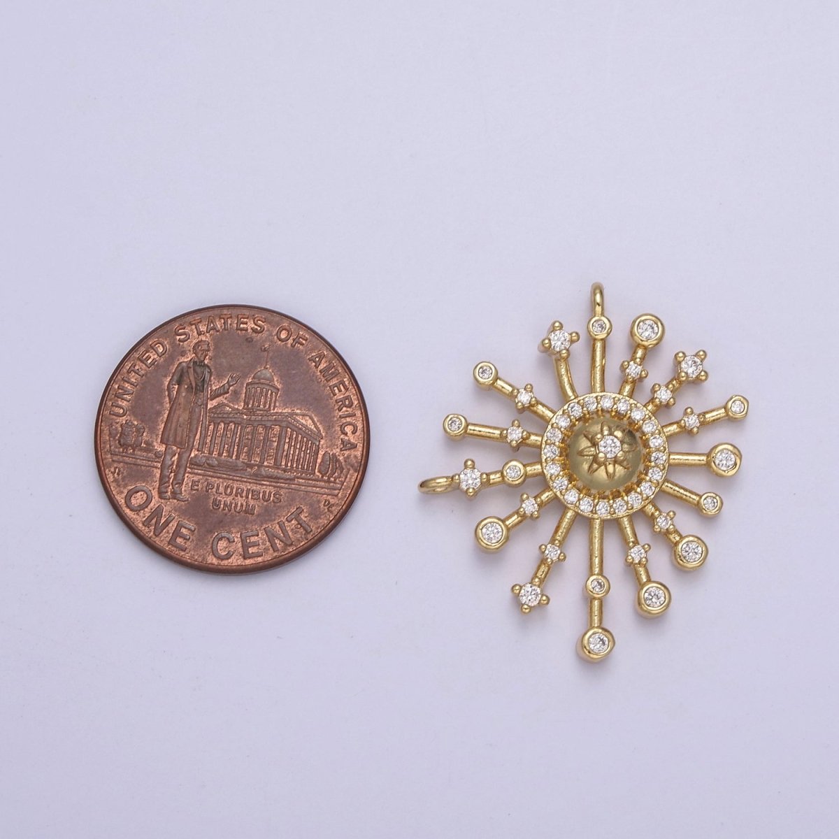 Gold Star Burst Charm Conenctor for Necklace Bracelet Component Celestial Jewelry Making F-660 - DLUXCA