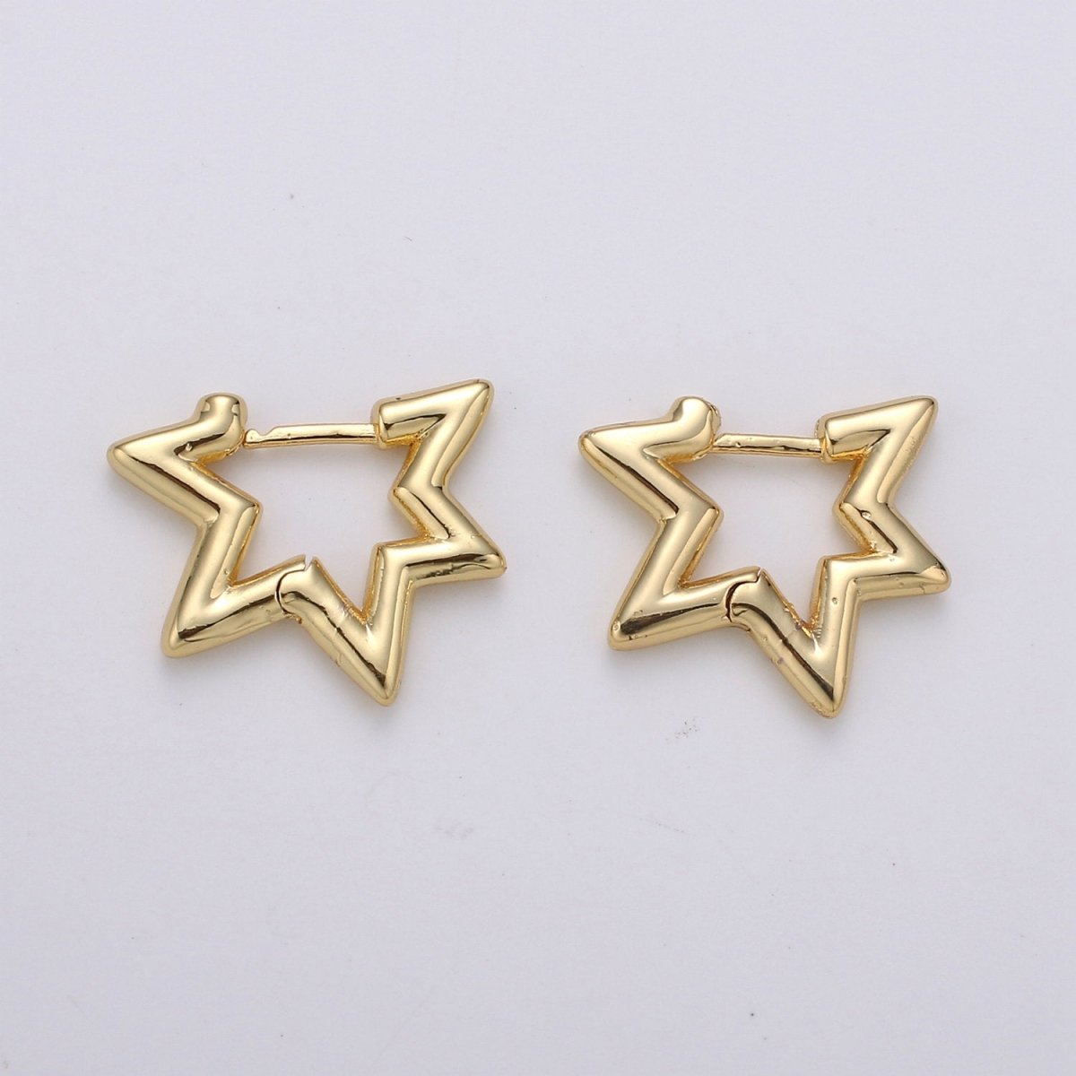 Gold Star Huggie Earring 14k Gold Filled Earring, Statement Earring Rock Star Earring P-039 - DLUXCA