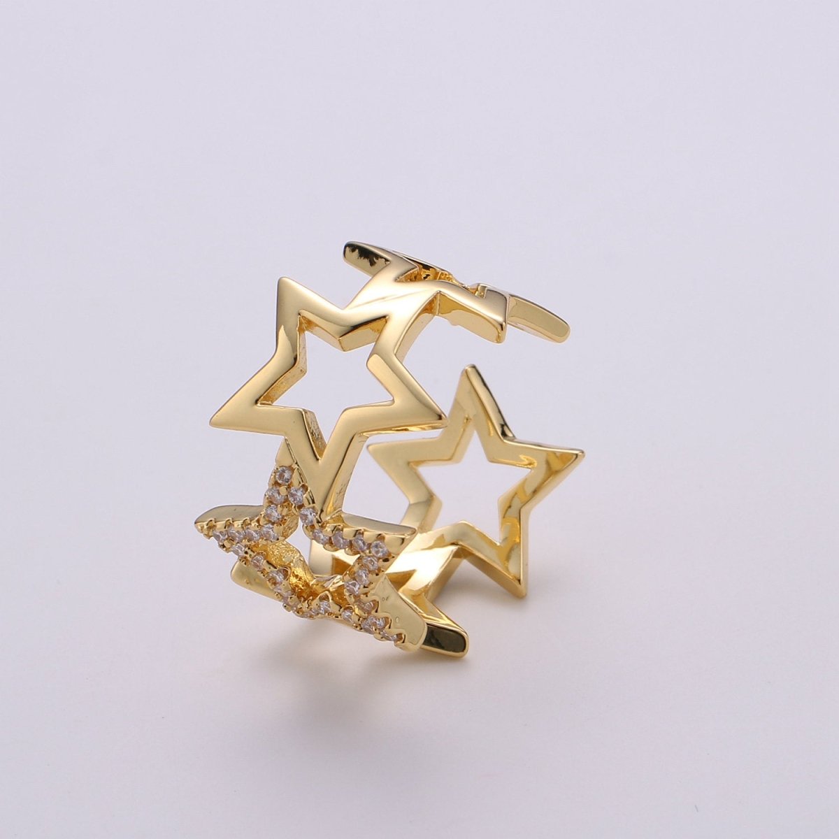 Gold Star Ring, Dainty Star Ring, Adjustable Ring, Minimalist Star Ring, Minimalist Ring, Gold Open Ring, Celestial Jewelry R-090 - DLUXCA