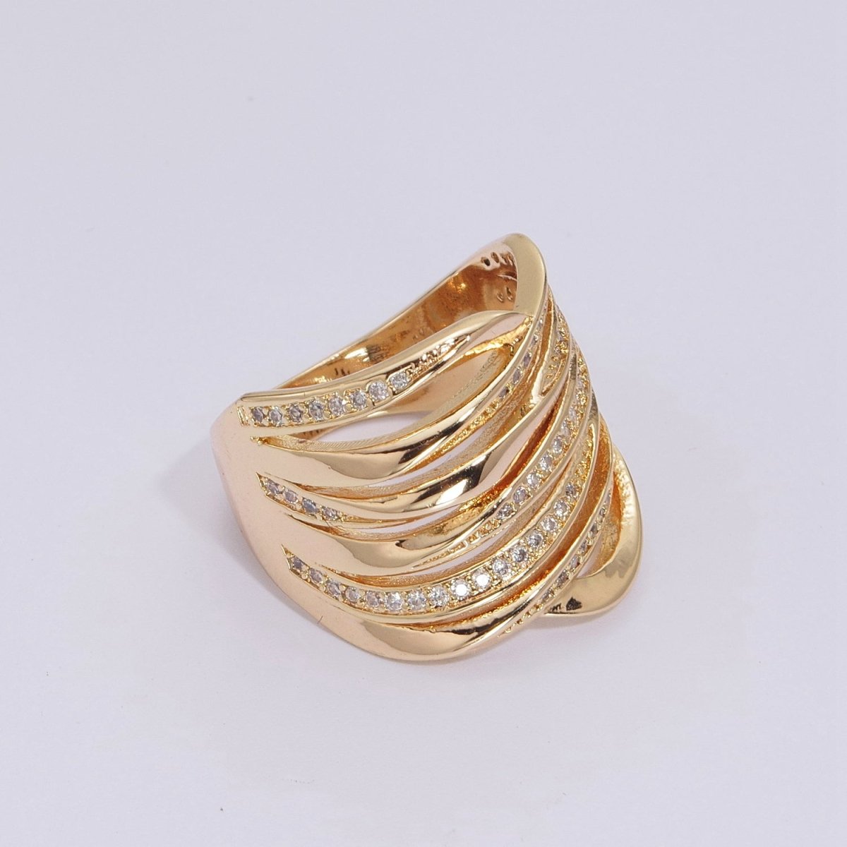 Gold Statement Ring, Gold Ring for Women, Multi Band Ring, Chunky Ring, Wide Ring, Gold Boho Ring, Unique Ring, Rings for woman, Crossover U-105~U-108 - DLUXCA