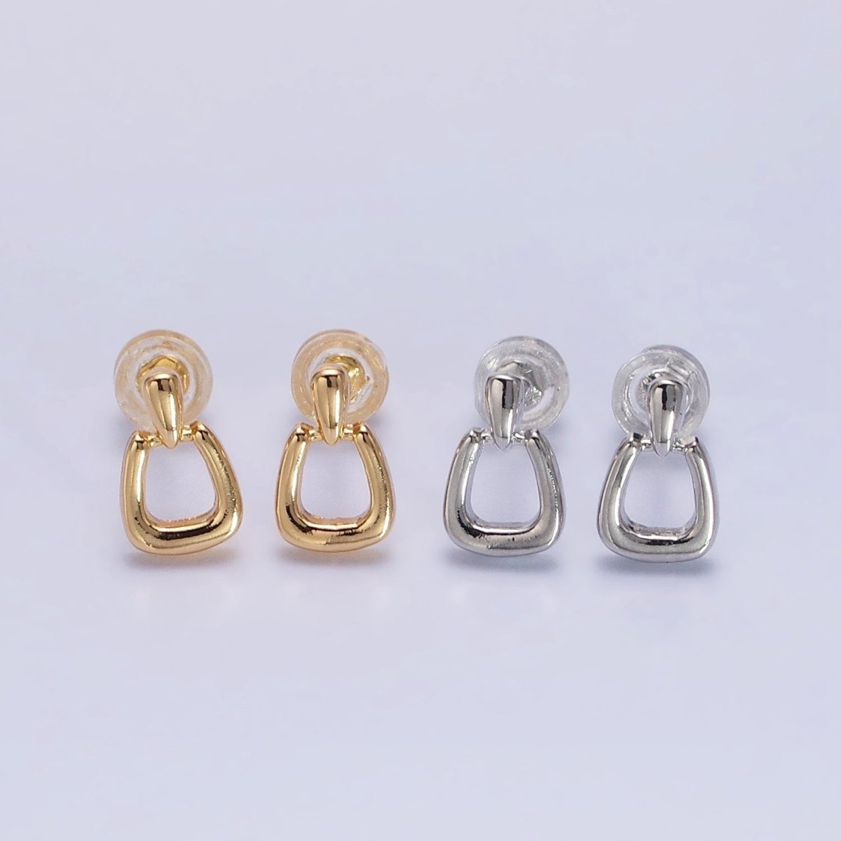 Gold Stud Horseshoe Earrings, Silver Lucky Horseshoe Earring AB611 AB612 - DLUXCA