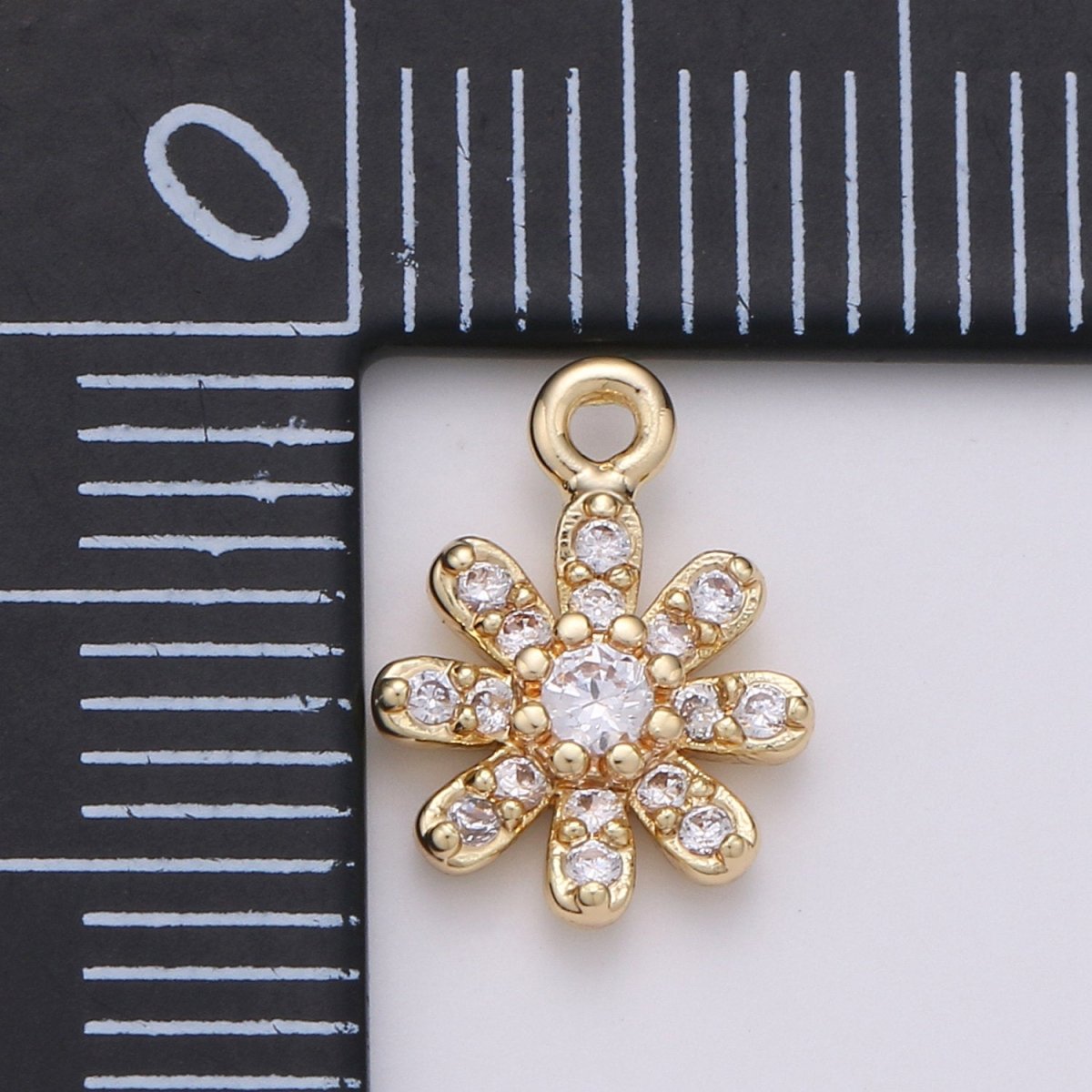 Gold Sunflower / Gold Daisy Charm 11x8mm - Mini Flower Charm Dainty sun flower Charm for bracelet earring necklace supply | D-405 - DLUXCA