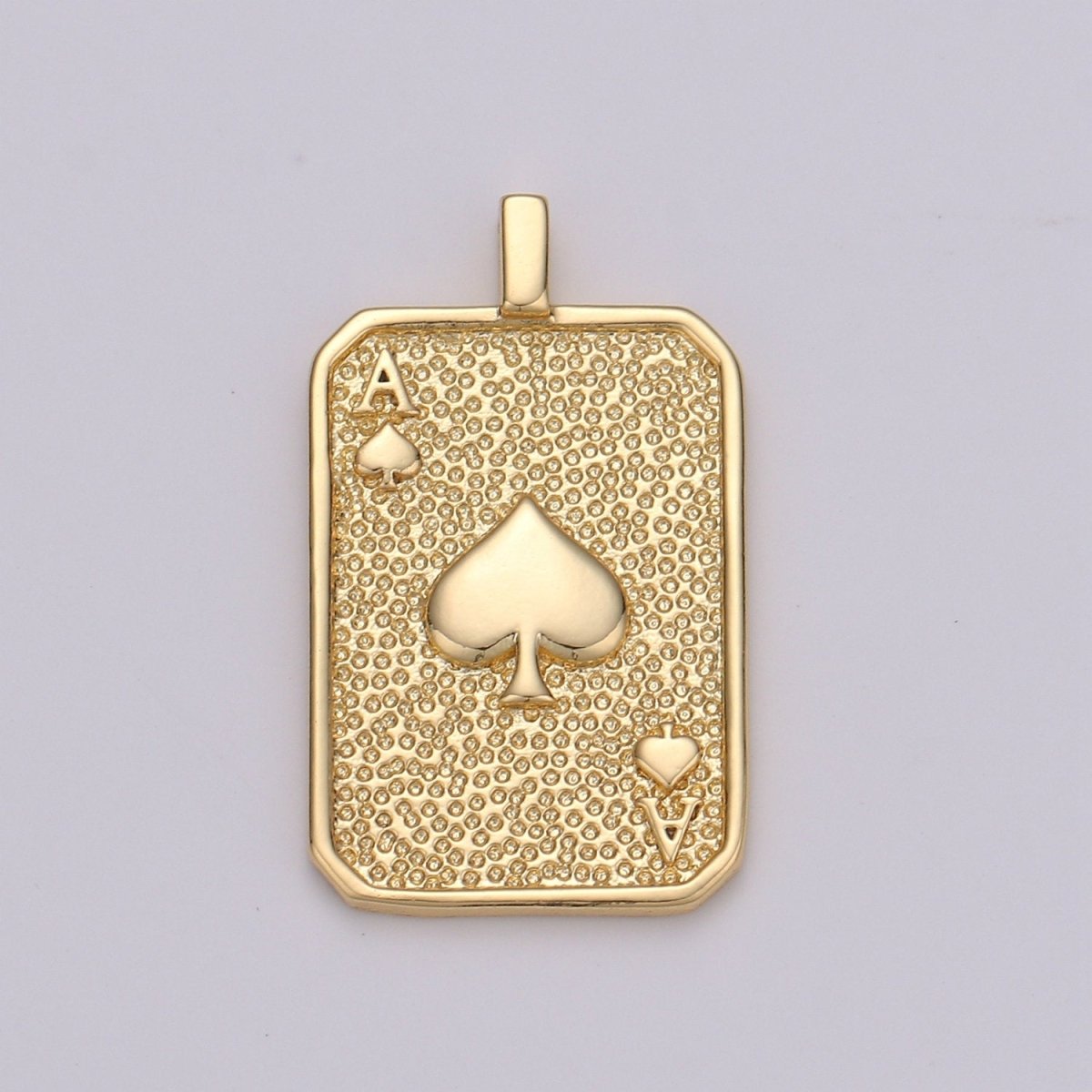 Gold Tag Ace of Spade Charm Gold Filled Medallion, Ace of Heart Pendant Necklace Charm for Vegas Inspired Necklace Supply J-029 J-030 - DLUXCA