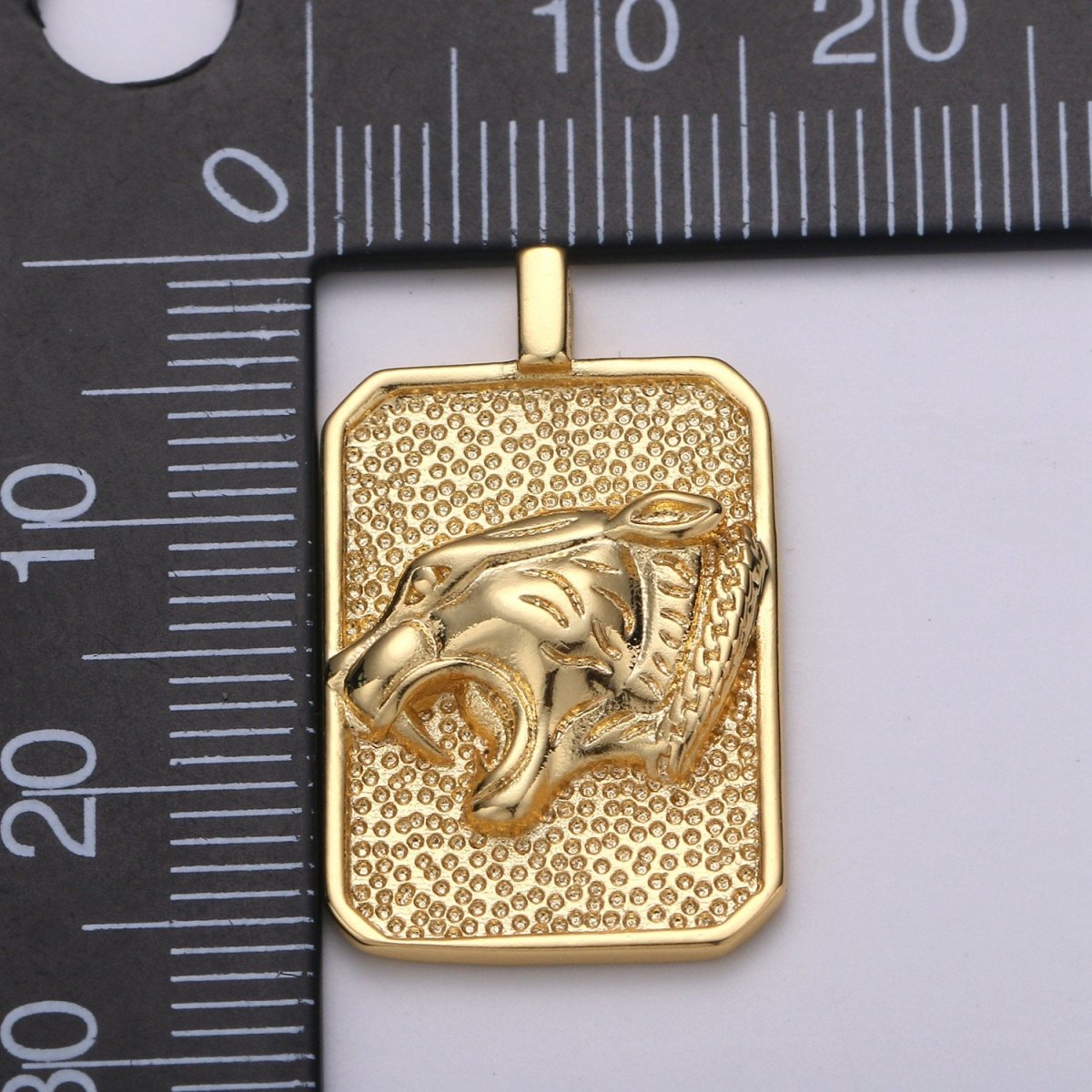 Gold Tag Cat Charm Gold Filled Medallion, Thunder Cat Pendant Animal Necklace Charm for Statement Necklace Component Men Unisex Jewelry J-027 - DLUXCA