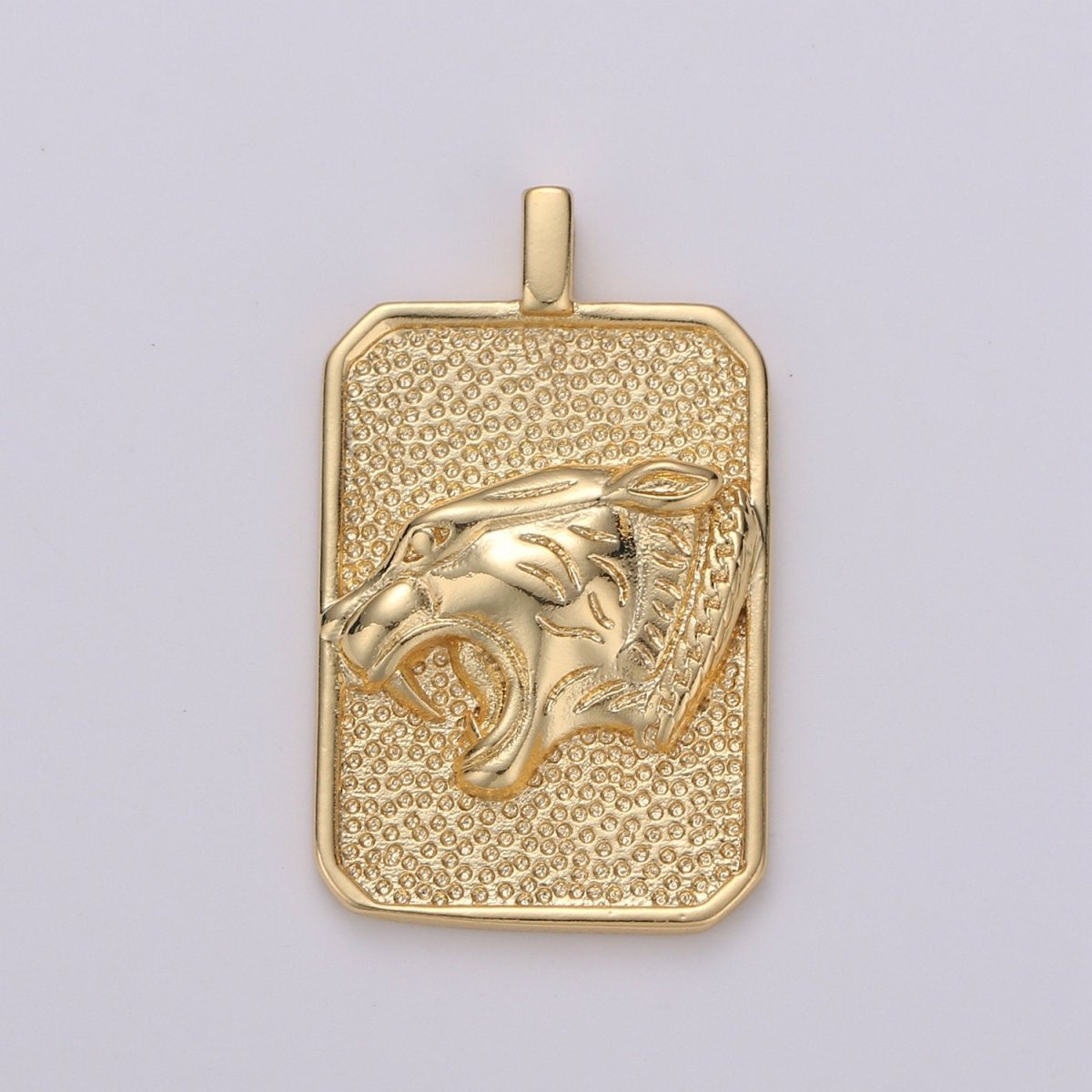 Gold Tag Cat Charm Gold Filled Medallion, Thunder Cat Pendant Animal Necklace Charm for Statement Necklace Component Men Unisex Jewelry J-027 - DLUXCA