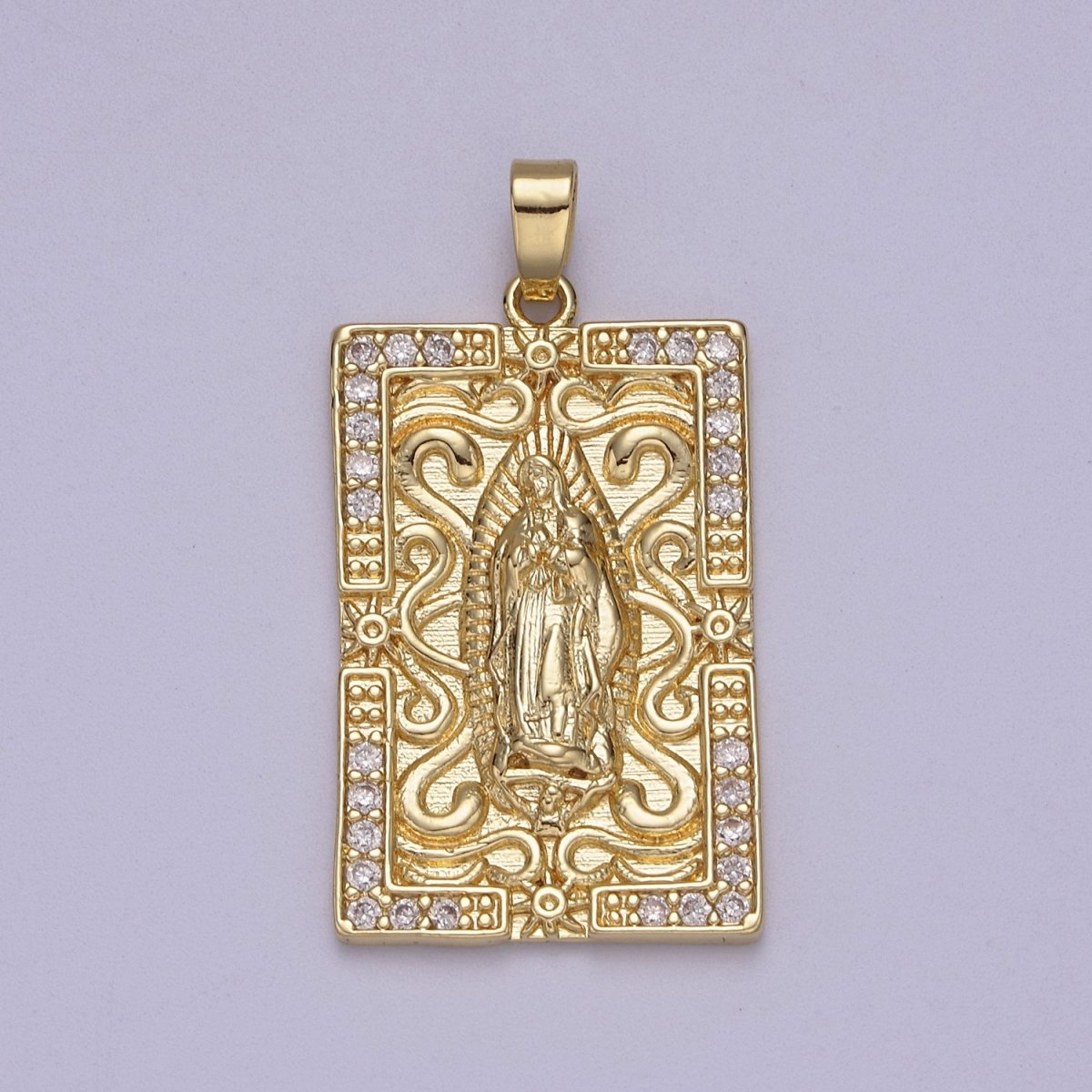 Gold Tag Lady Guadalupe Virgin Mary Pendant for Catholic Religious Jewelry Making N-603 - DLUXCA