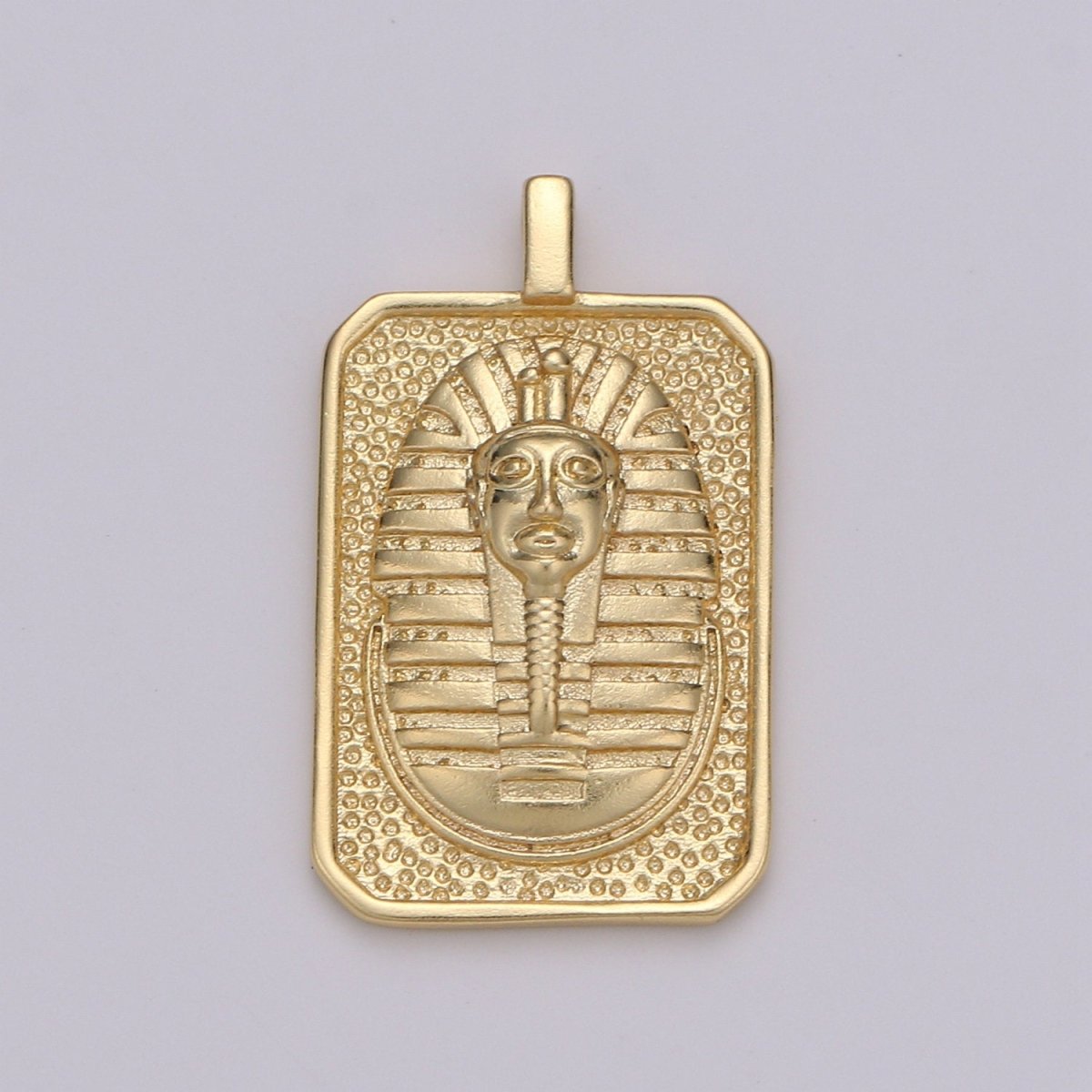 Gold Tag Pharaoh Charm Gold Filled Medallion, Egyptian Mummy Sarcophagus Pendant Necklace Charm for Necklace Component Men Unisex Jewelry J-025 - DLUXCA