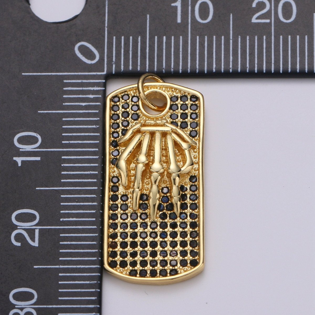 Gold Tag Skeleton Charm Gold Filled Medallion, Skull Bone Pendant Necklace Charm for Halloween Men Gothic Inspired Necklace Supply, D-134 D-135 - DLUXCA