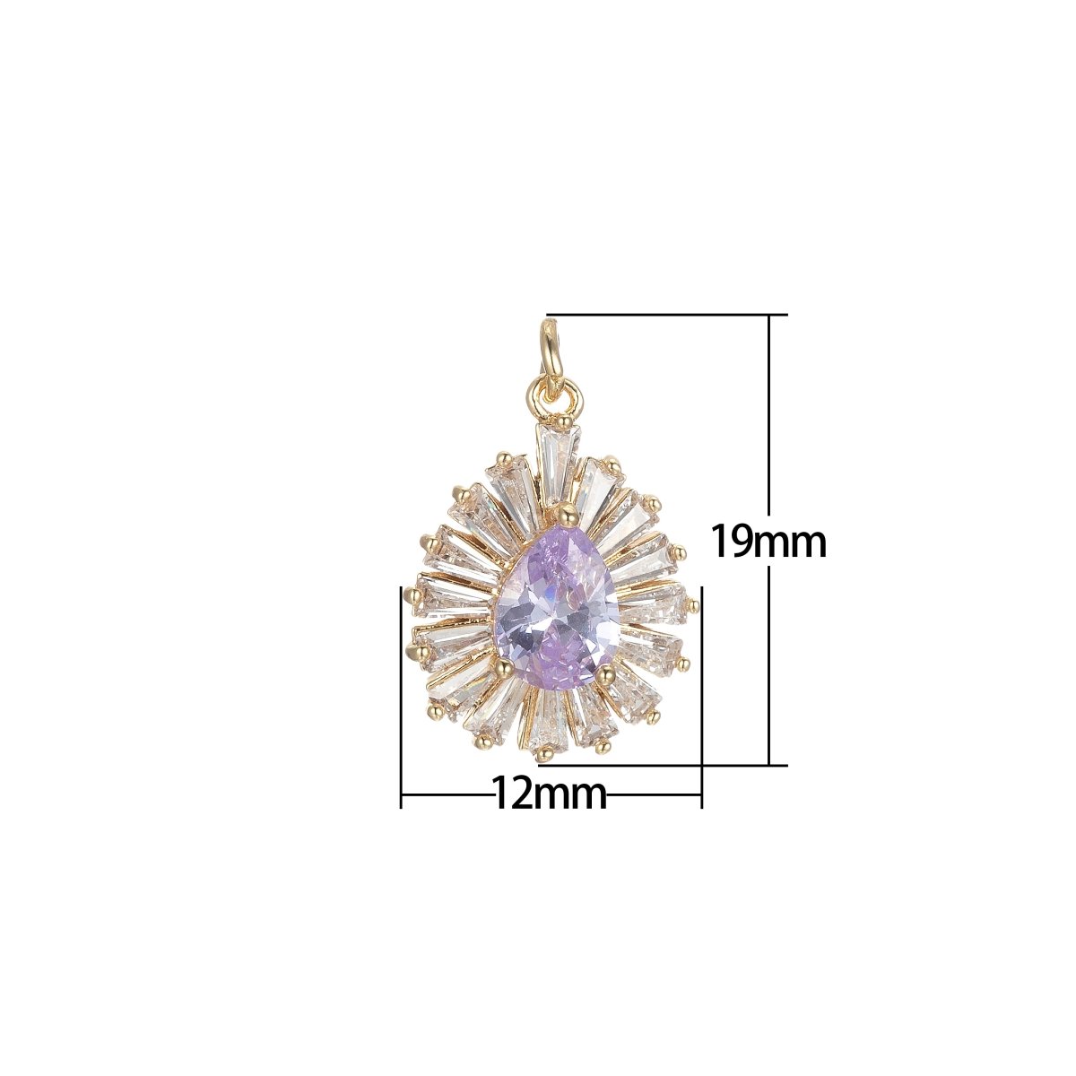 Gold Tear Drop Charm Baguette Cubic Oval Pendant Dangle Charms for Necklace Earring Supply Component E-845-E-847 - DLUXCA
