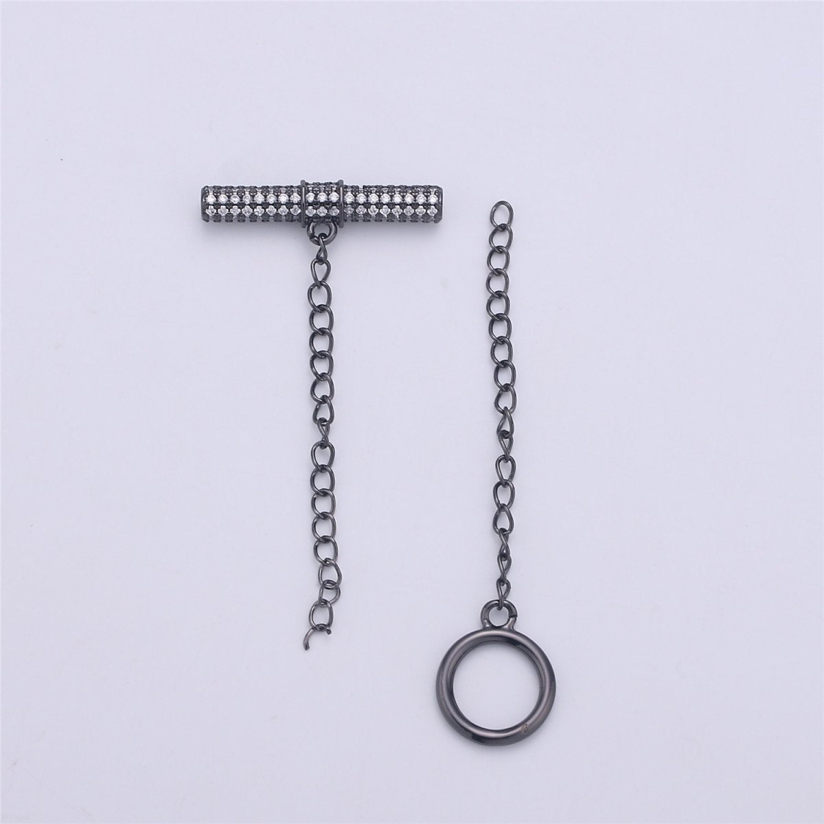Gold Toggle Clasp Micro paved CZ Micro Pave Clasp for Beading, bracelet/necklace/Jewelry supplies gold, silver , black gold chain extender K-500 K-501 - DLUXCA